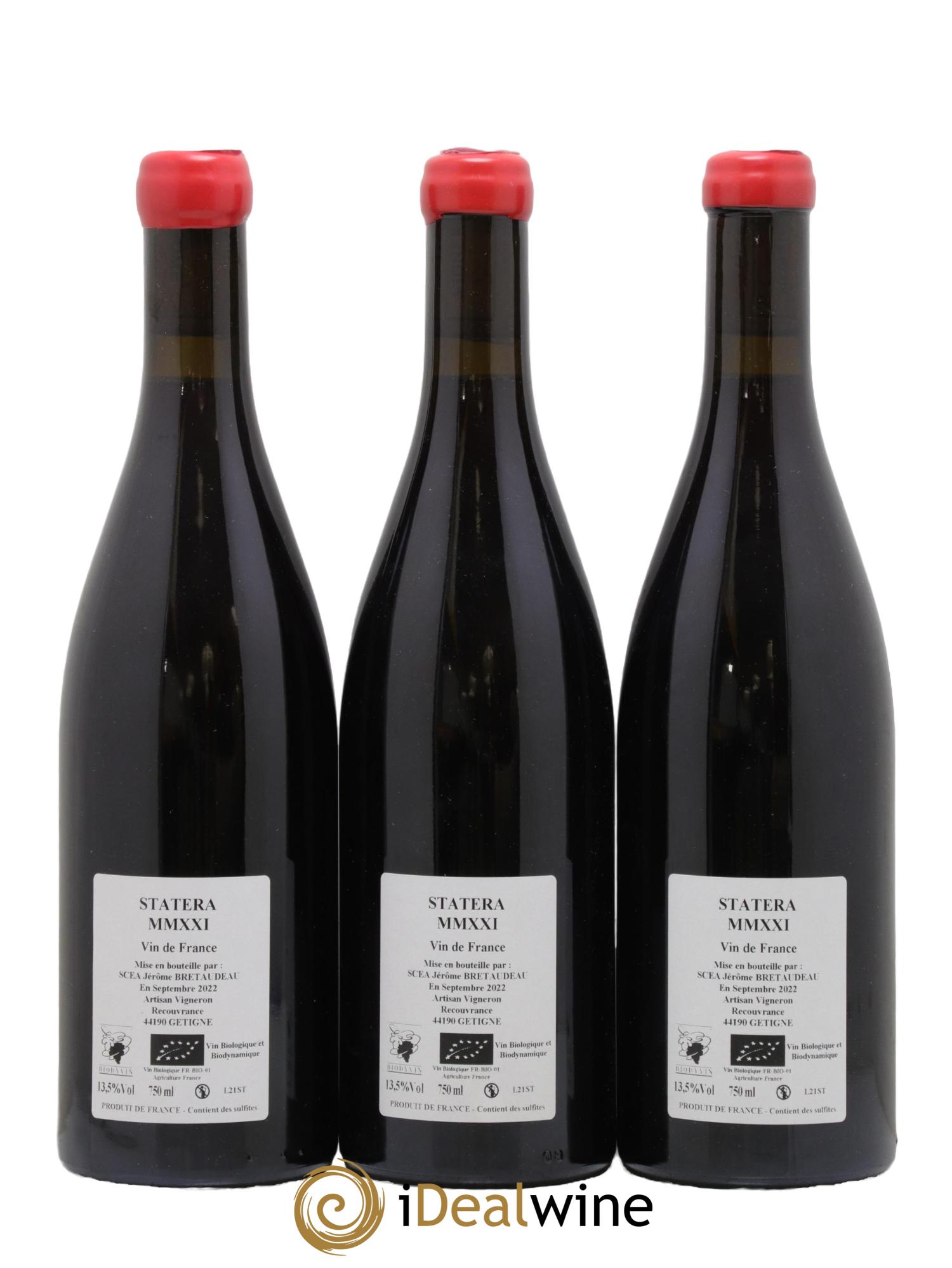 Vin de France Statera Jérôme Bretaudeau - Domaine de Bellevue 2021 - Lot de 3 bouteilles - 1