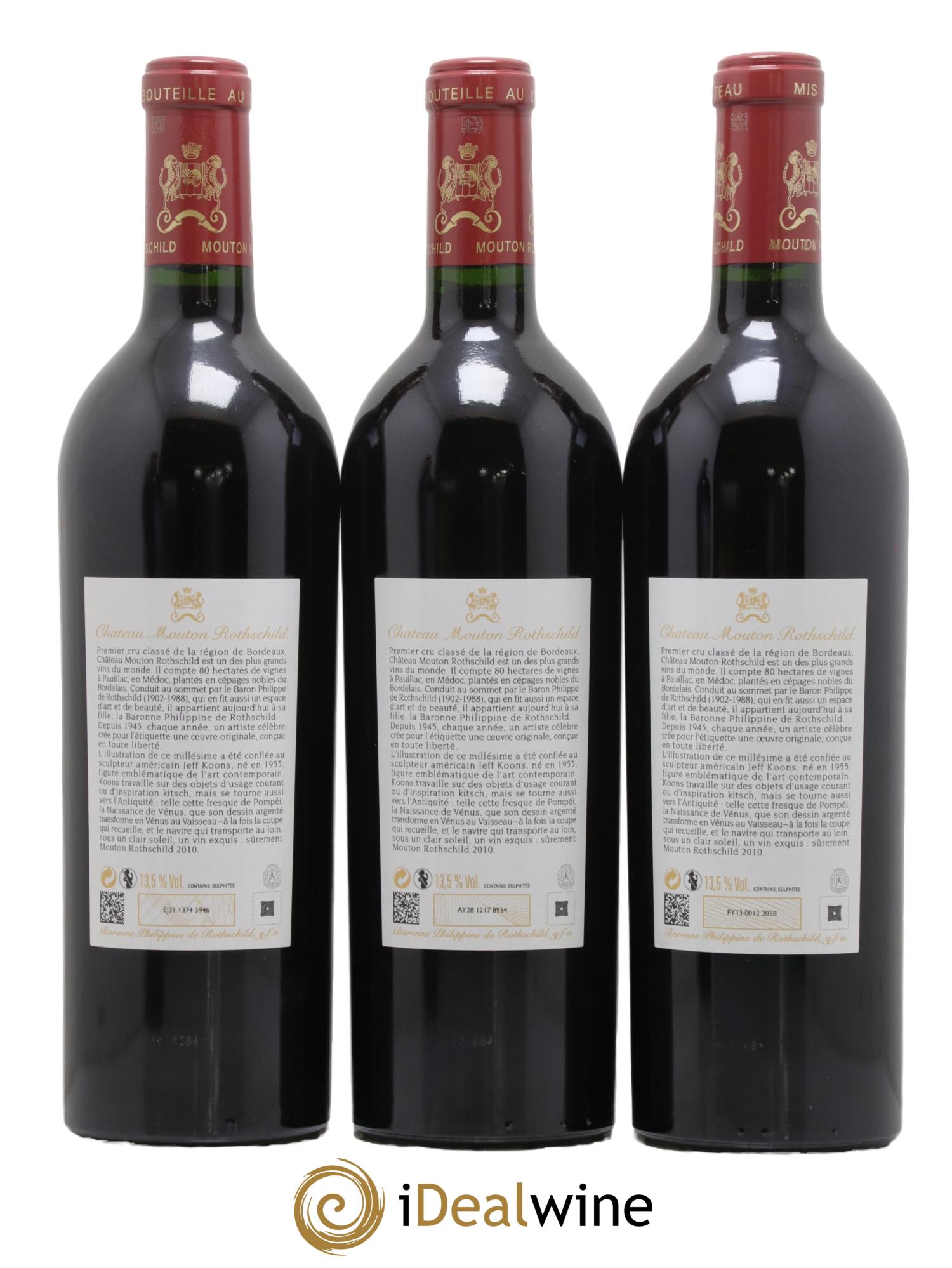 Château Mouton Rothschild 1er Grand Cru Classé 2010 - Lot de 3 bouteilles - 1