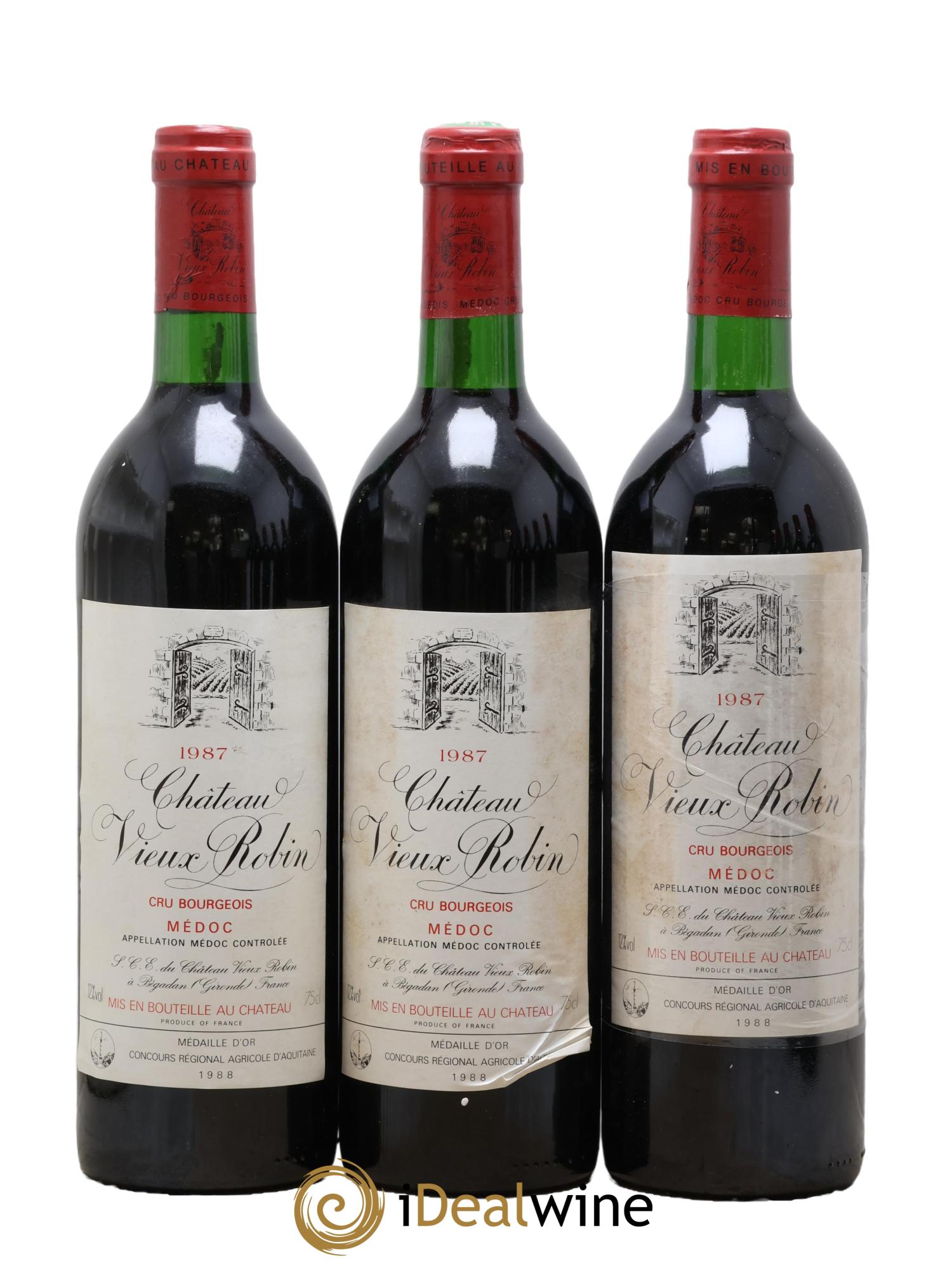 Château Vieux Robin Cru Bourgeois 1987 - Lot de 3 bouteilles - 0