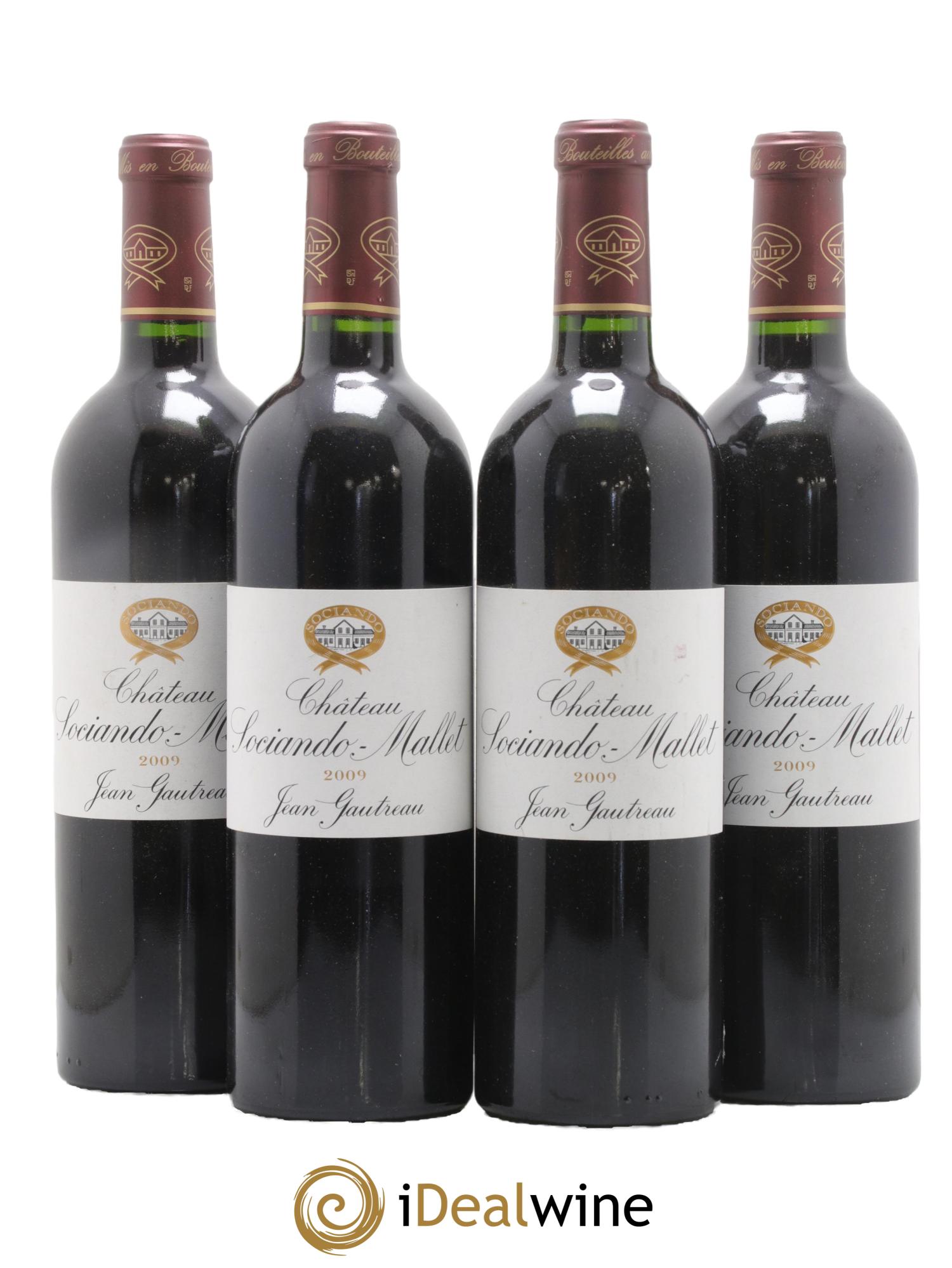 Château Sociando Mallet 2009 - Lotto di 4 bottiglie - 0