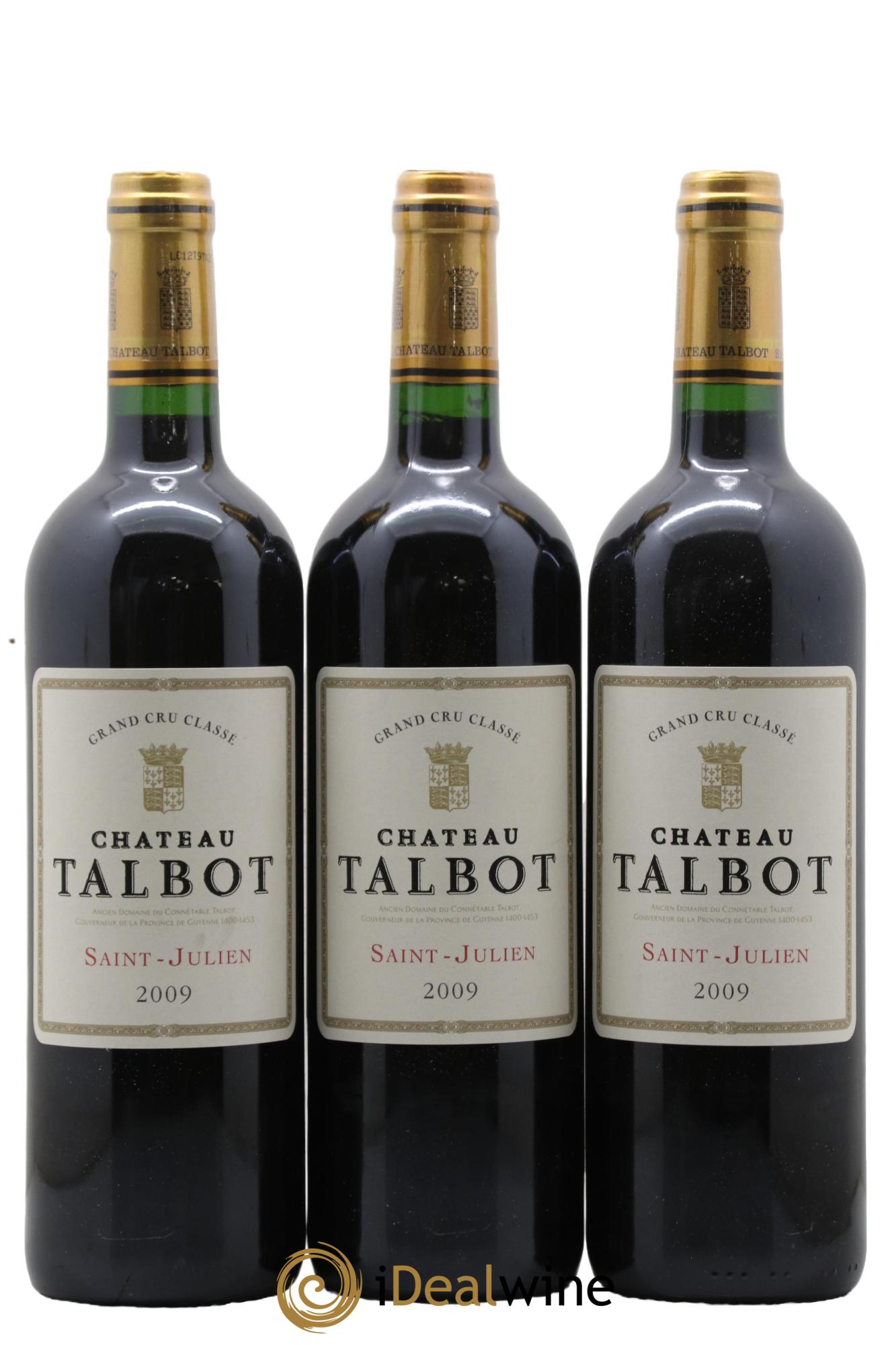 Château Talbot 4ème Grand Cru Classé 2009 - Lotto di 3 bottiglie - 0