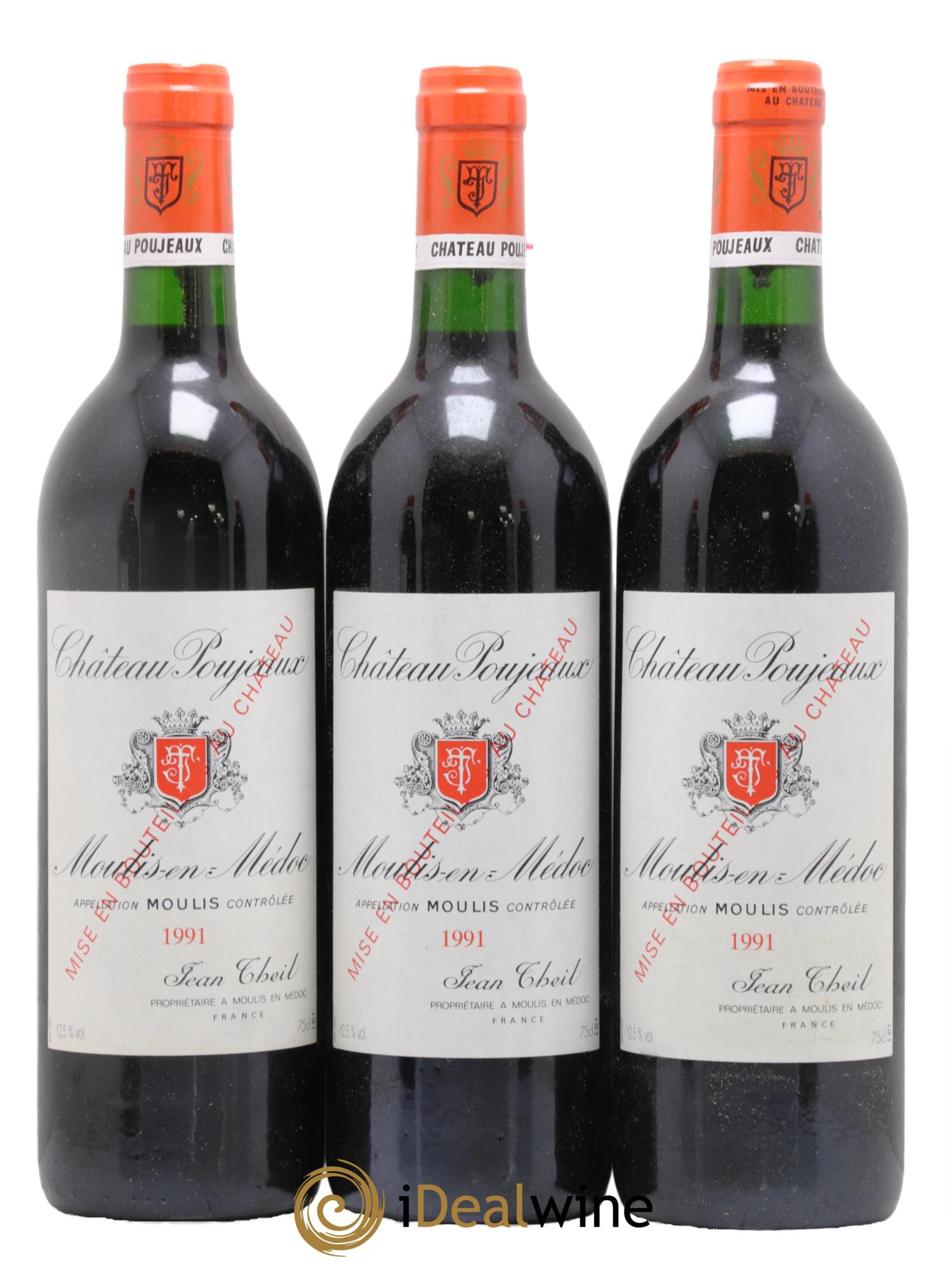 Château Poujeaux 1991 - Lot de 3 bouteilles - 0