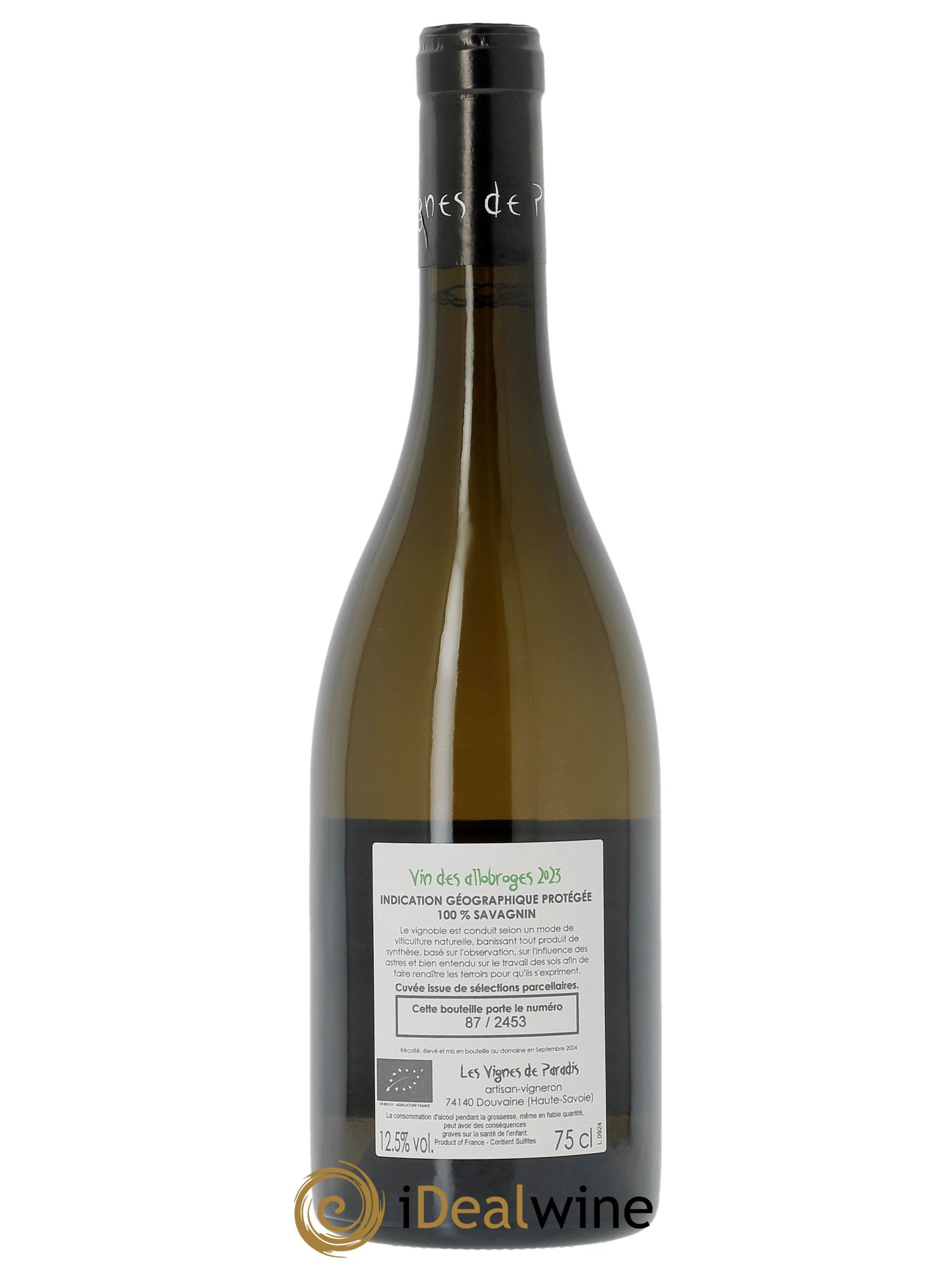 IGP Vin des Allobroges Savagnin Les Vignes de Paradis 2023 - Lot of 1 bottle - 1