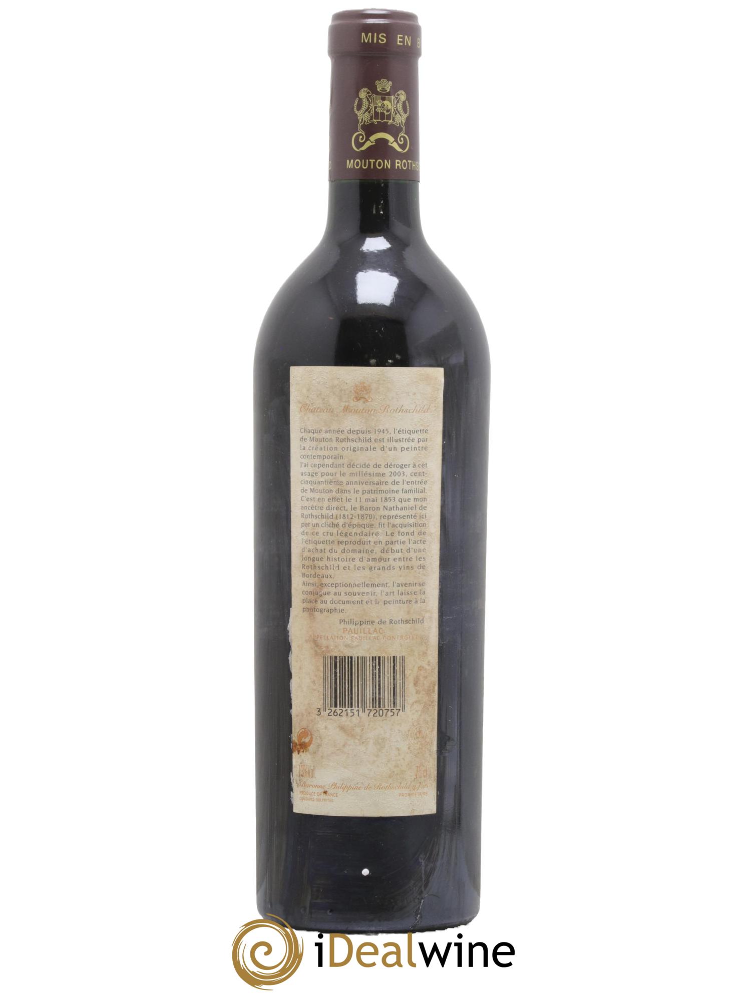 Château Mouton Rothschild 1er Grand Cru Classé 2003 - Lotto di 1 bottiglia - 1