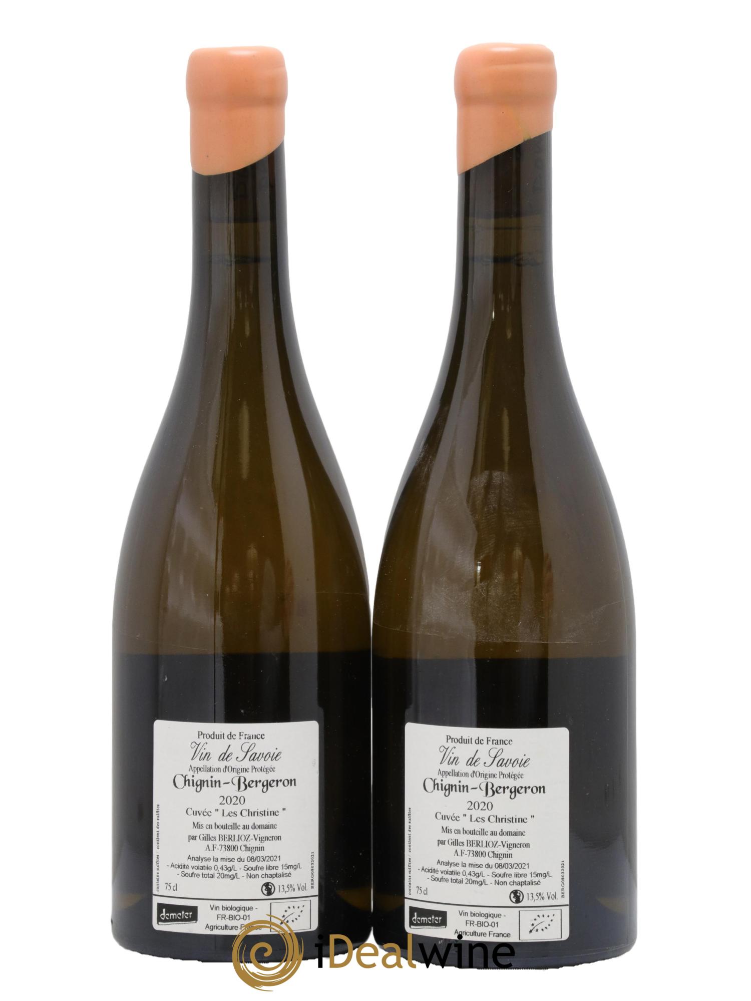 Vin de Savoie Chignin-Bergeron Les Christine Gilles Berlioz 2020 - Posten von 2 Flaschen - 1