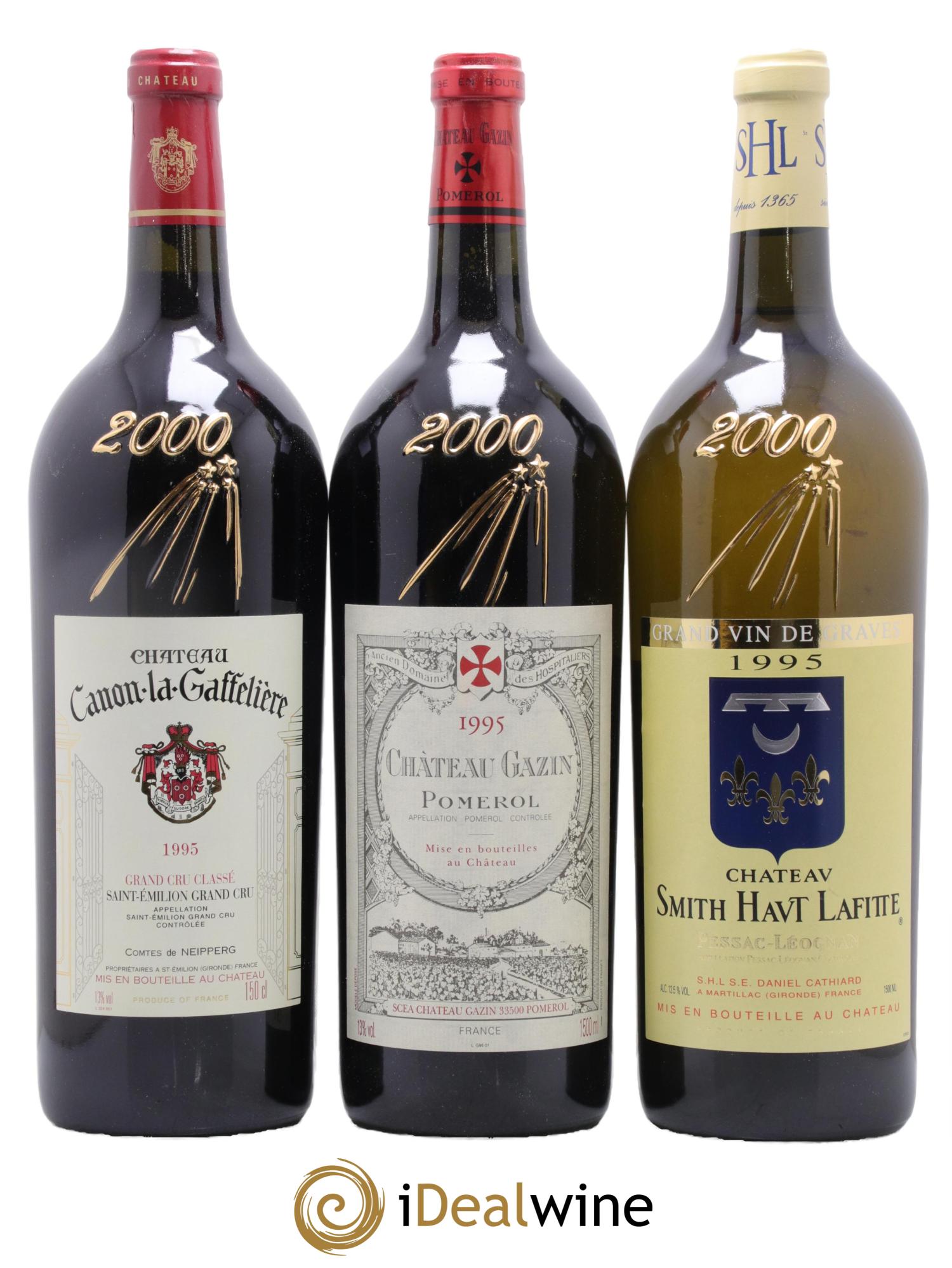 Coffret Panaché Bordeaux Smith Haut Lafitte blanc et rouge Pontet Canet Branaire Ducru Gazin Canon la Gaffelière 1995 - Lot de 6 magnums - 2
