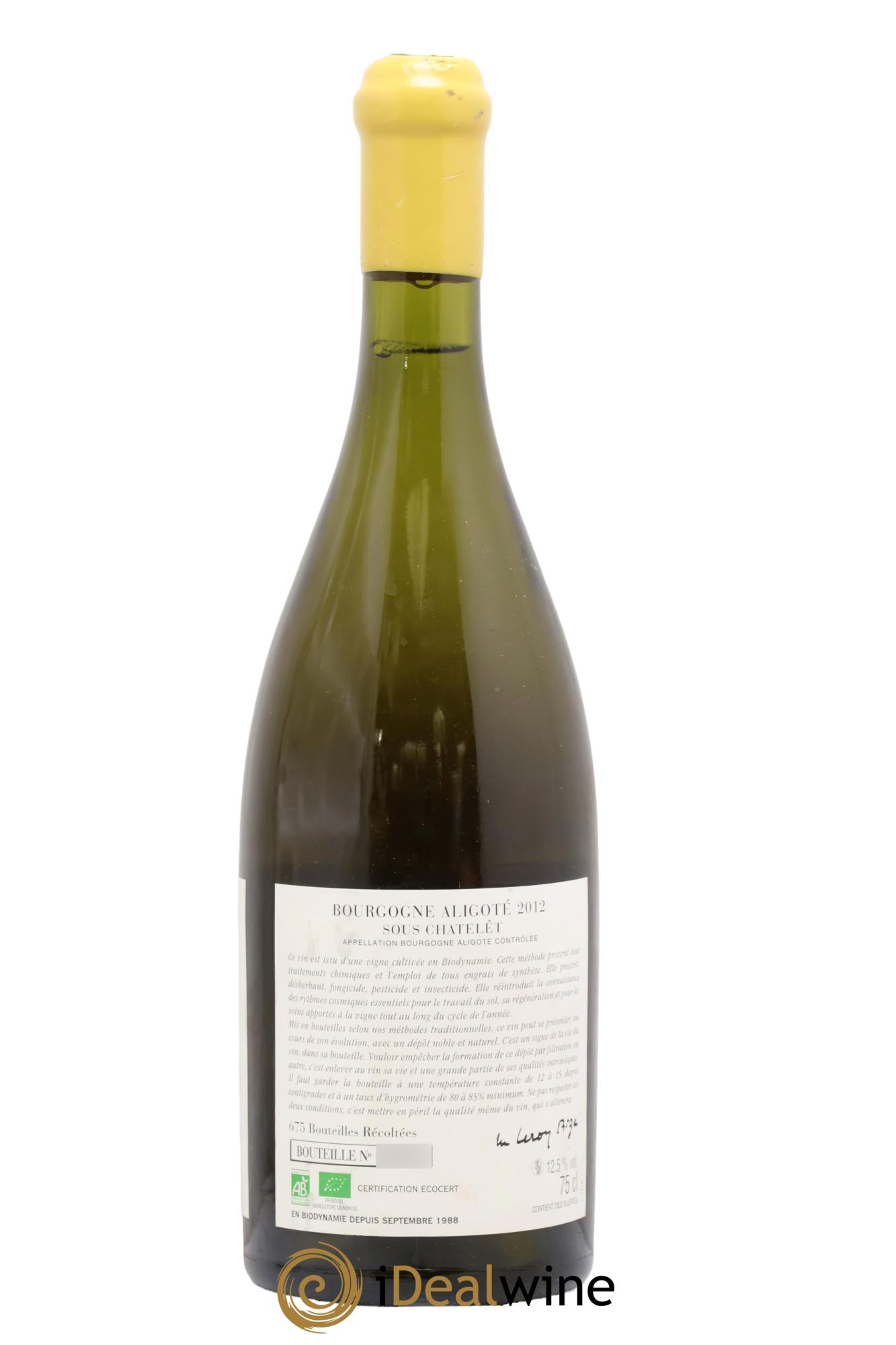 Bourgogne Aligoté Sous Chatelet d'Auvenay (Domaine) 2012 - Lot of 1 bottle - 1