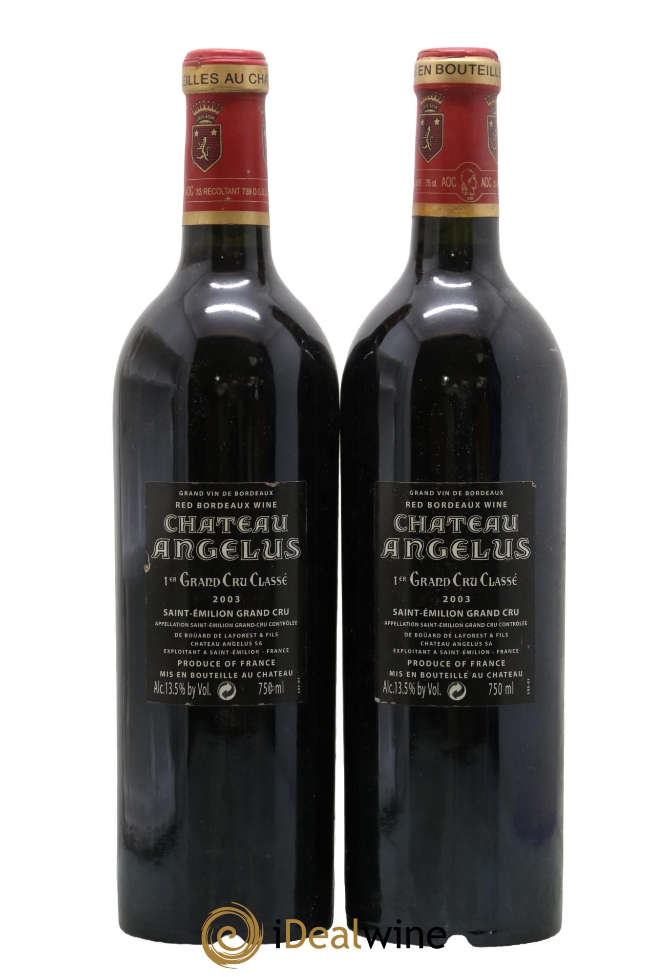 Château Angélus 1er Grand Cru Classé A 2003 - Lot de 2 bouteilles - 1