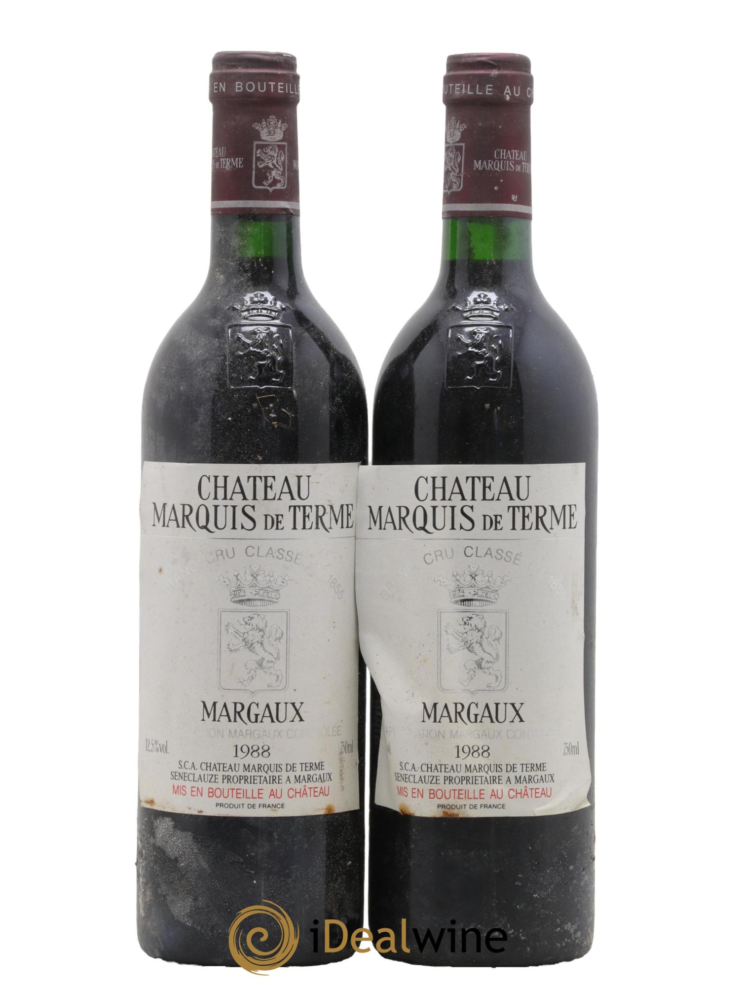Château Marquis de Terme 4ème Grand Cru Classé 1988 - Lot de 2 bouteilles - 0