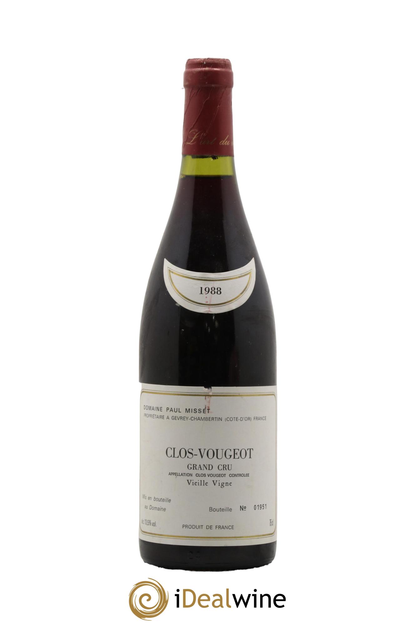 Clos de Vougeot Grand Cru Vieilles Vignes Domaine Paul Misset 1988 - Lot de 1 bouteille - 0