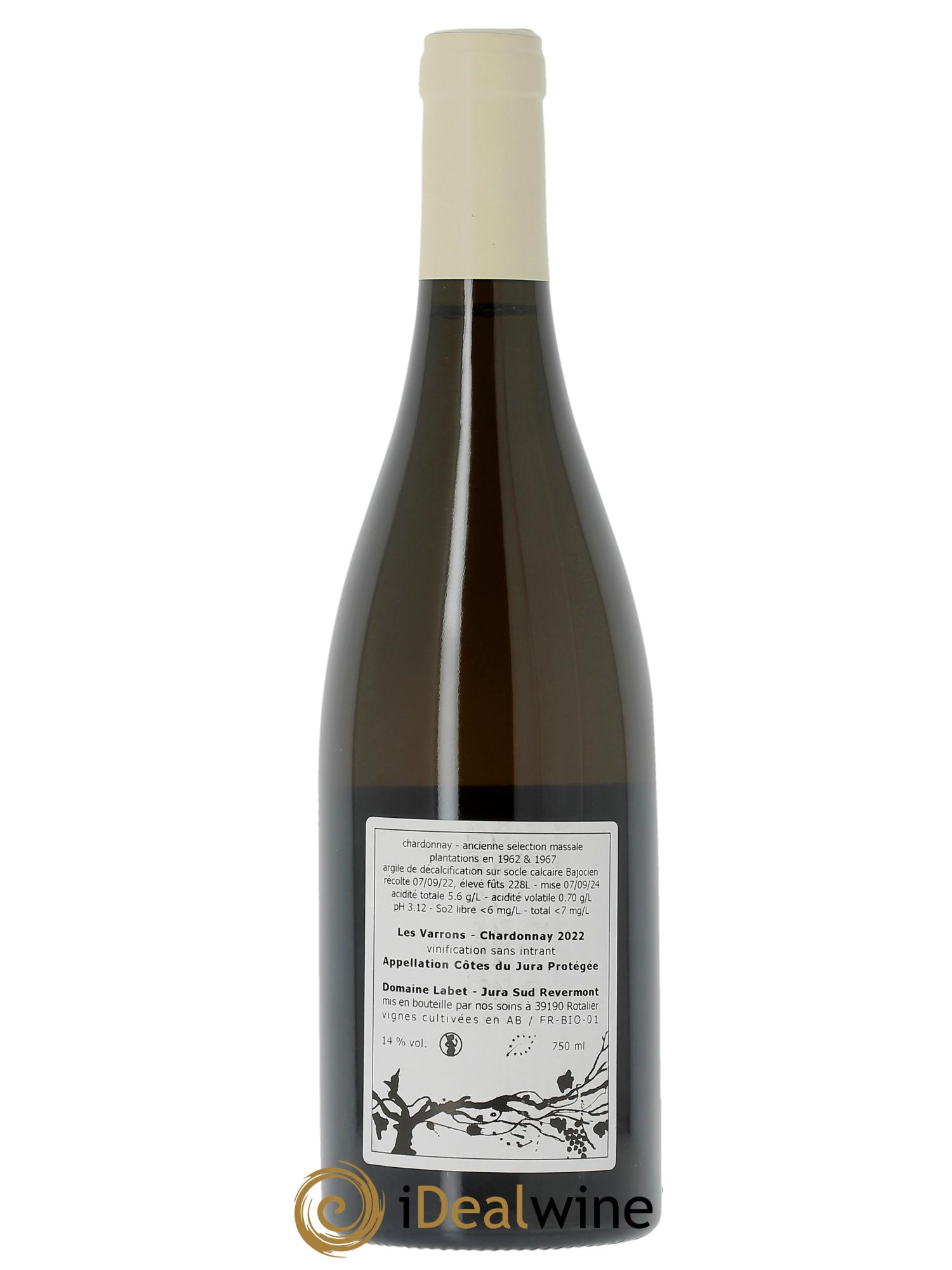 Côtes du Jura Chardonnay Les Varrons Romain - Julien  - Charline Labet 2022 - Lot de 1 bouteille - 1