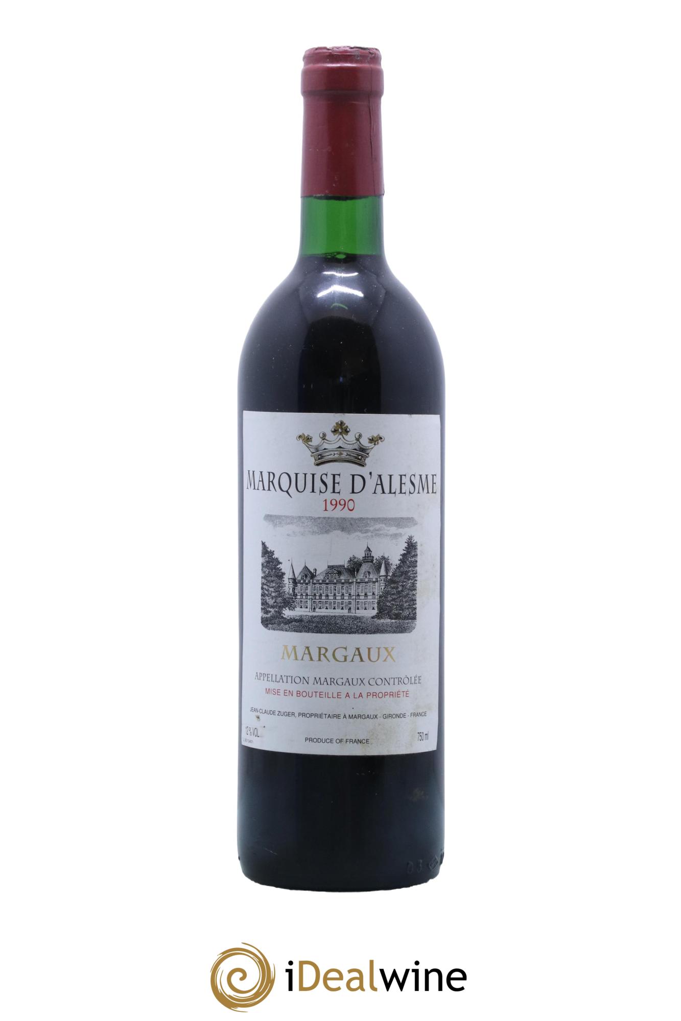 Bordeaux AOC Margaux - Marquise d'Alesme 1990 - Lot de 1 bouteille - 0