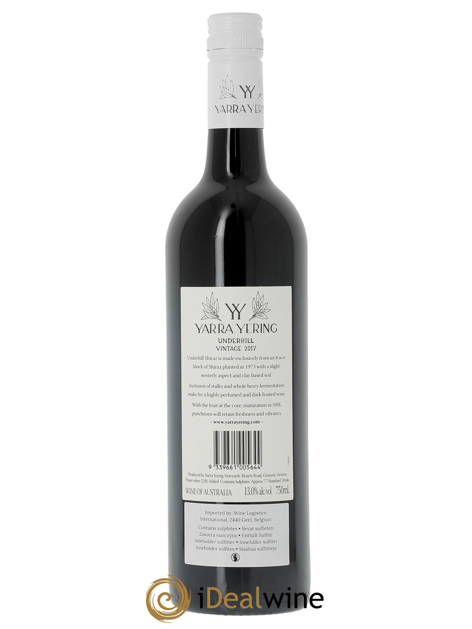 Yarra Valley Yarra Yering Vineyards Underhill Shiraz  2017 - Lot de 1 bouteille - 1