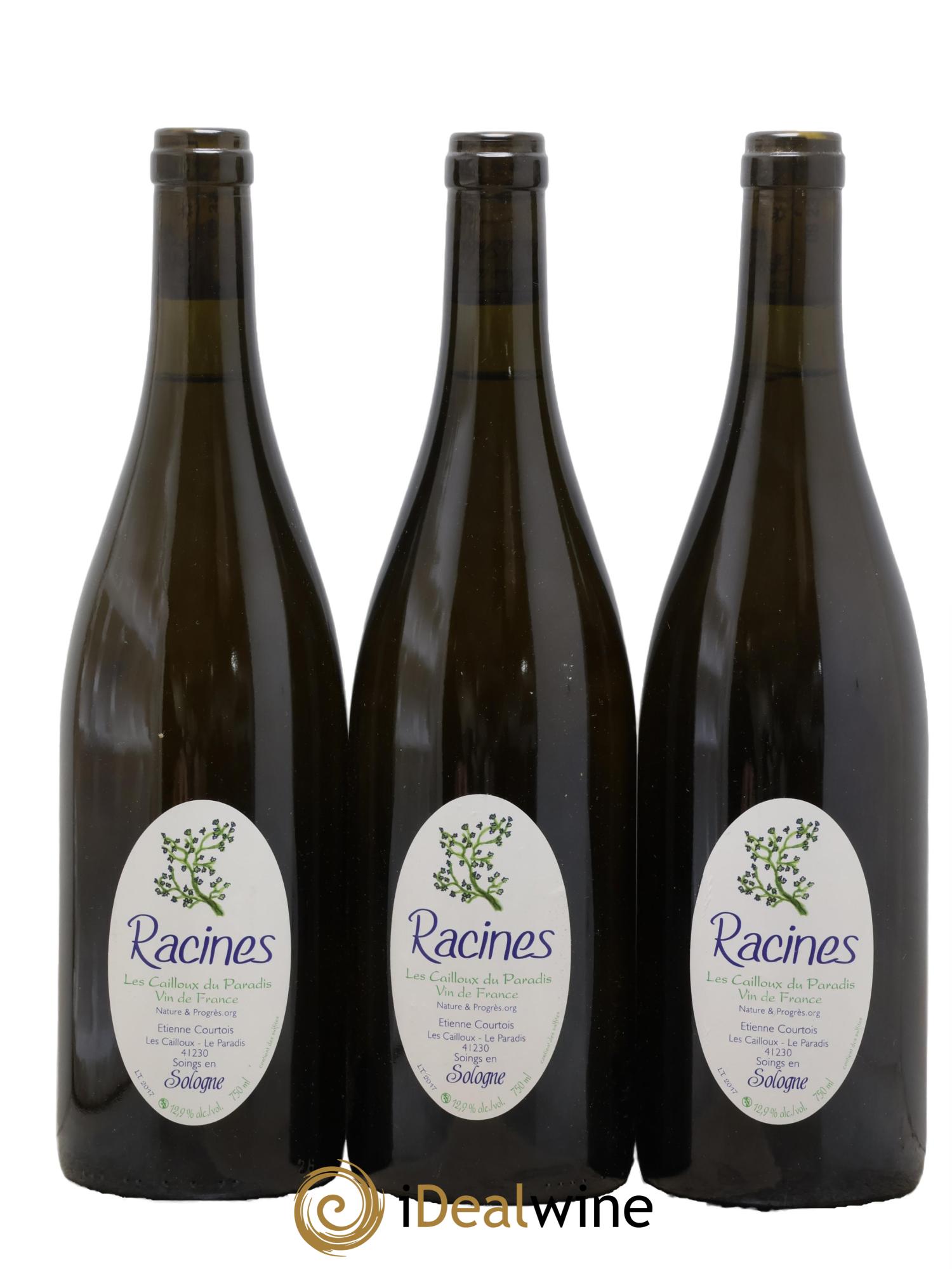 Vin de France Racines Blanc Les Cailloux Du Paradis Etienne Courtois 2020 - Lot de 3 bouteilles - 0