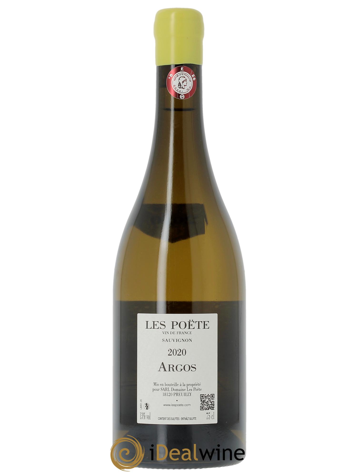 Vin de France (anciennement Quincy) Argos Les Poëte  2020 - Lot de 1 bouteille - 1