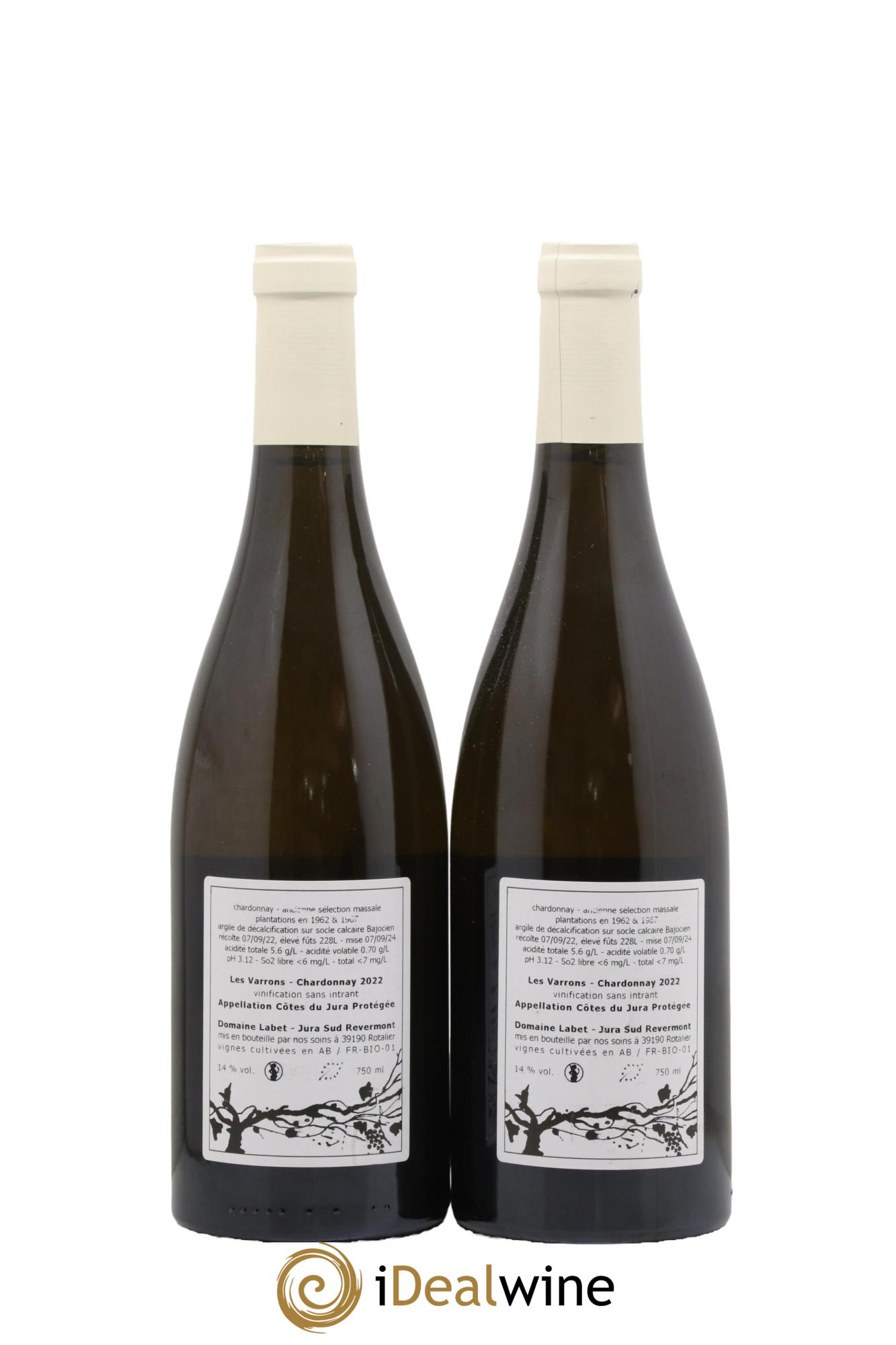 Côtes du Jura Chardonnay Les Varrons Romain - Julien  - Charline Labet 2022 - Lotto di 2 bottiglie - 1