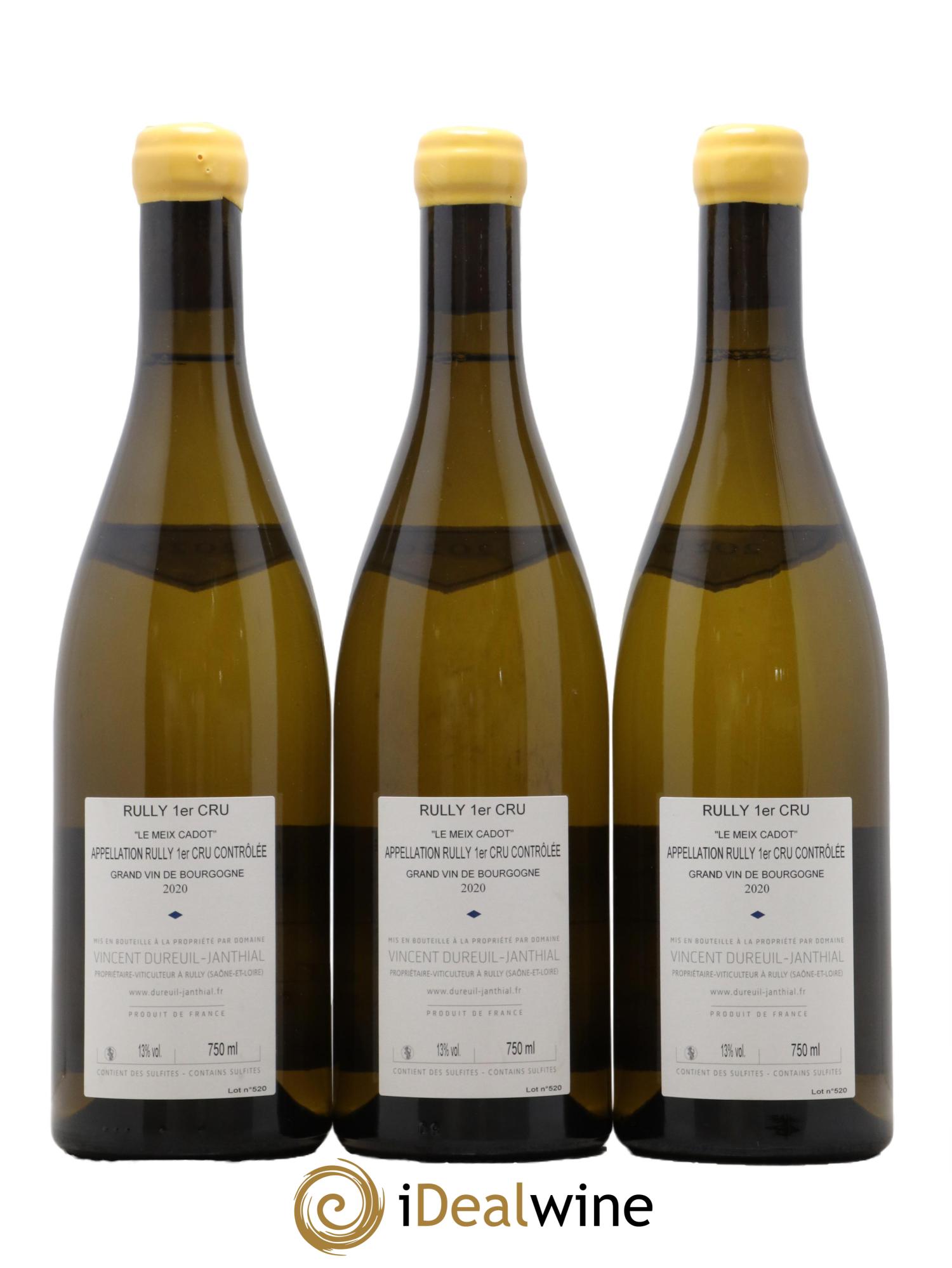 Rully 1er Cru Le Meix Cadot Vincent Dureuil-Janthial 2020 - Lot de 3 bouteilles - 1