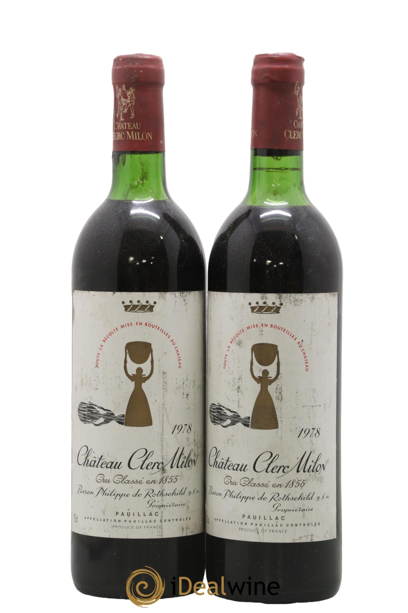 Château Clerc Milon 5ème Grand Cru Classé 1978 - Lot de 2 bouteilles - 0