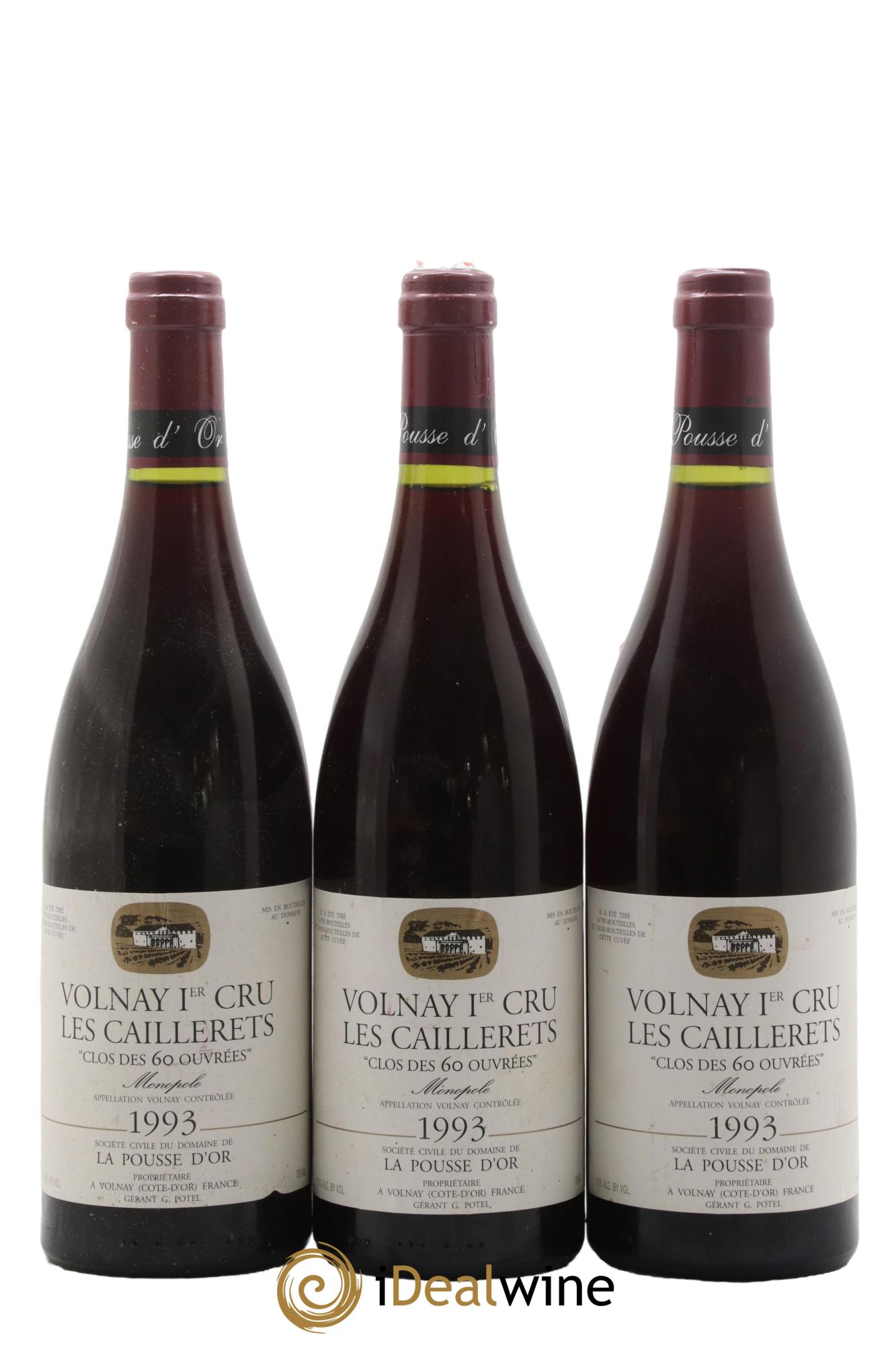 Volnay 1er Cru Clos des 60 ouvrées La Pousse d'Or (Domaine de) 1993 - Lot of 3 bottles - 0