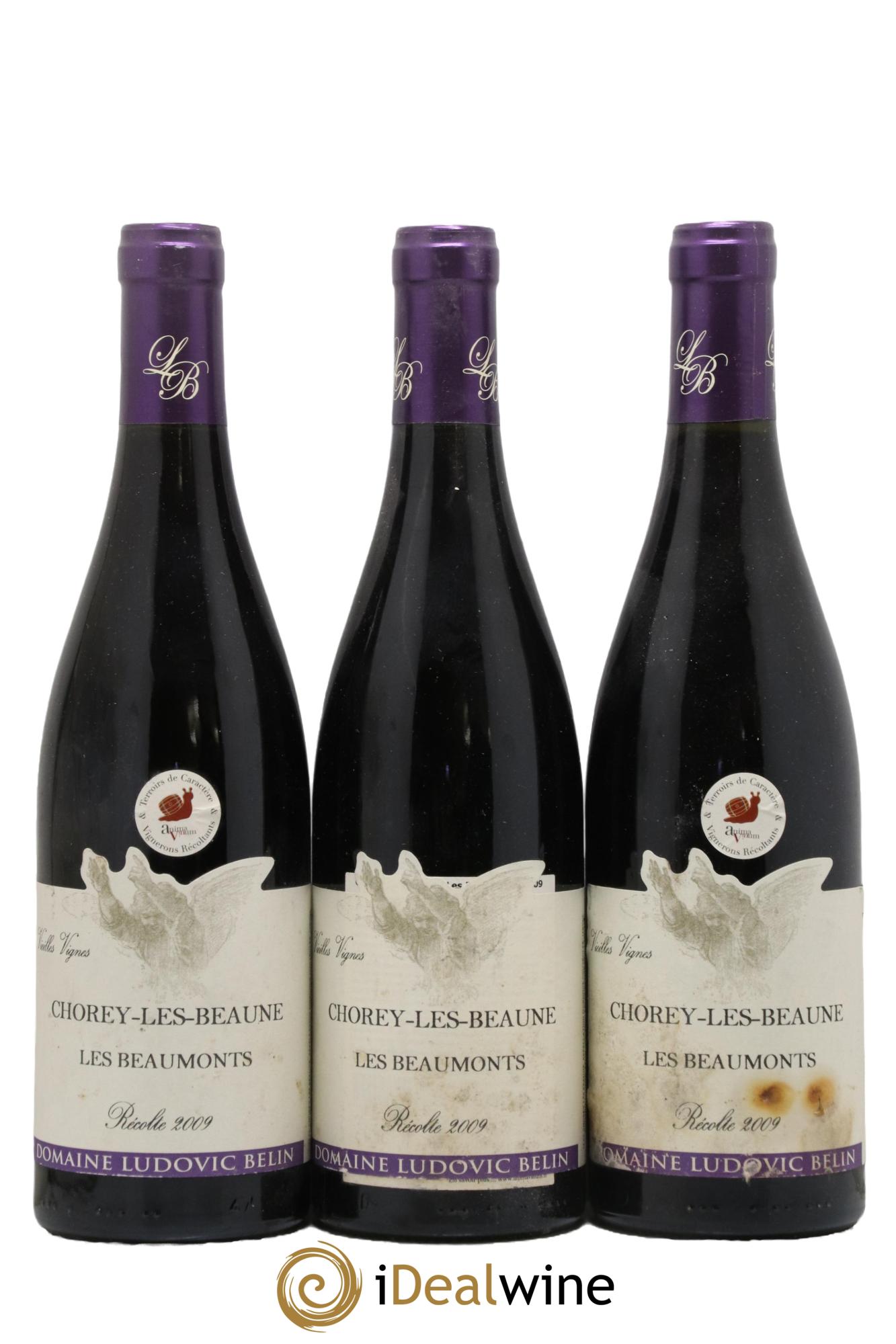 Chorey-lès-Beaune Les Beaumonts Vieilles Vignes Ludovic Belin 2009 - Lot de 3 bouteilles - 0