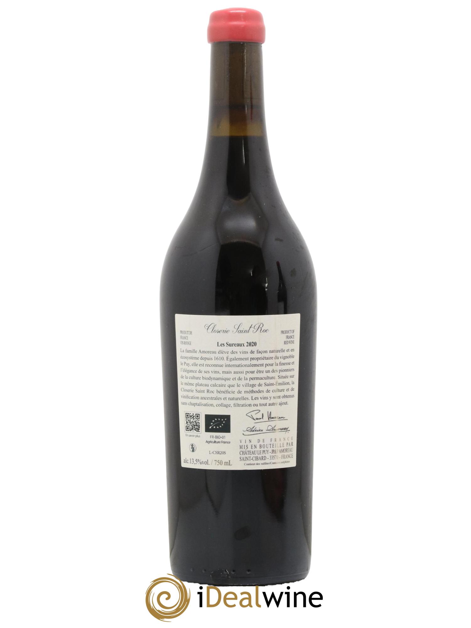Vin de France Les Sureaux Closerie Saint Roc 2020 - Lot de 1 bouteille - 1