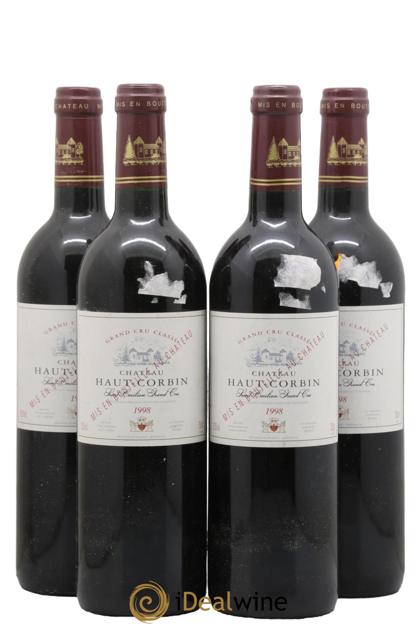 Château Haut Corbin Grand Cru 1998 - Lot de 4 bouteilles - 0