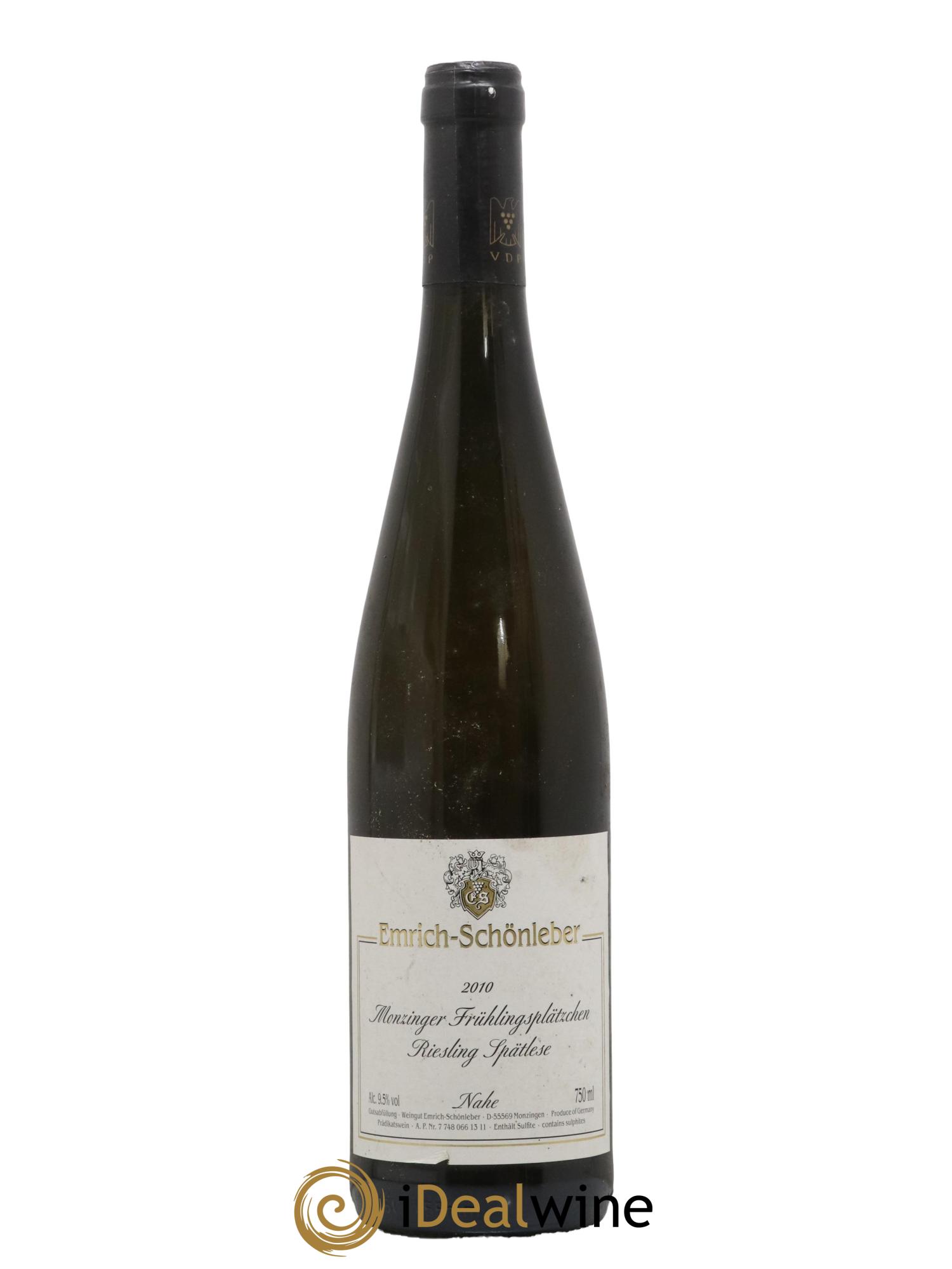 Allemagne Nahe Riesling Spatlese Monzinger Fruhlingsplatzcher Emrich Schonleber 2010 - Lot de 1 bouteille - 0