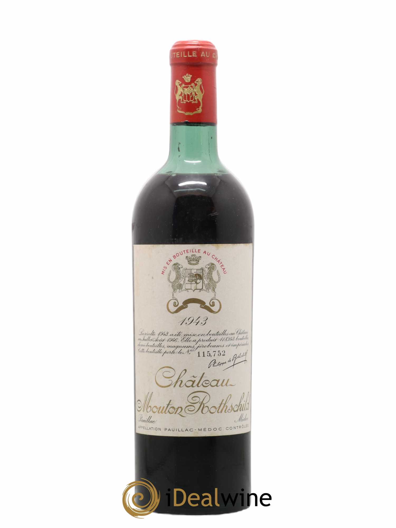 Château Mouton Rothschild 1er Grand Cru Classé 1943 - Lot de 1 bouteille - 0