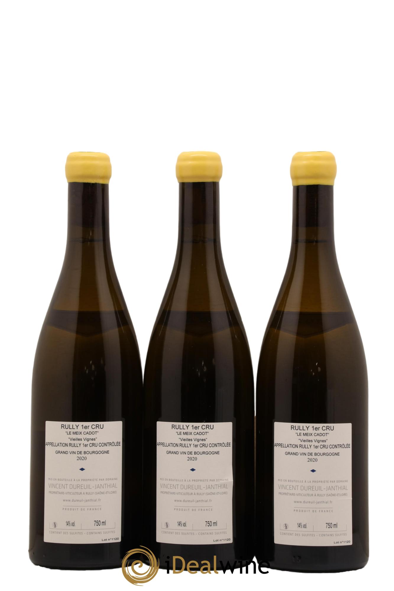 Rully 1er Cru Le Meix Cadot Vieilles Vignes Vincent Dureuil-Janthial 2020 - Lot de 3 bouteilles - 1