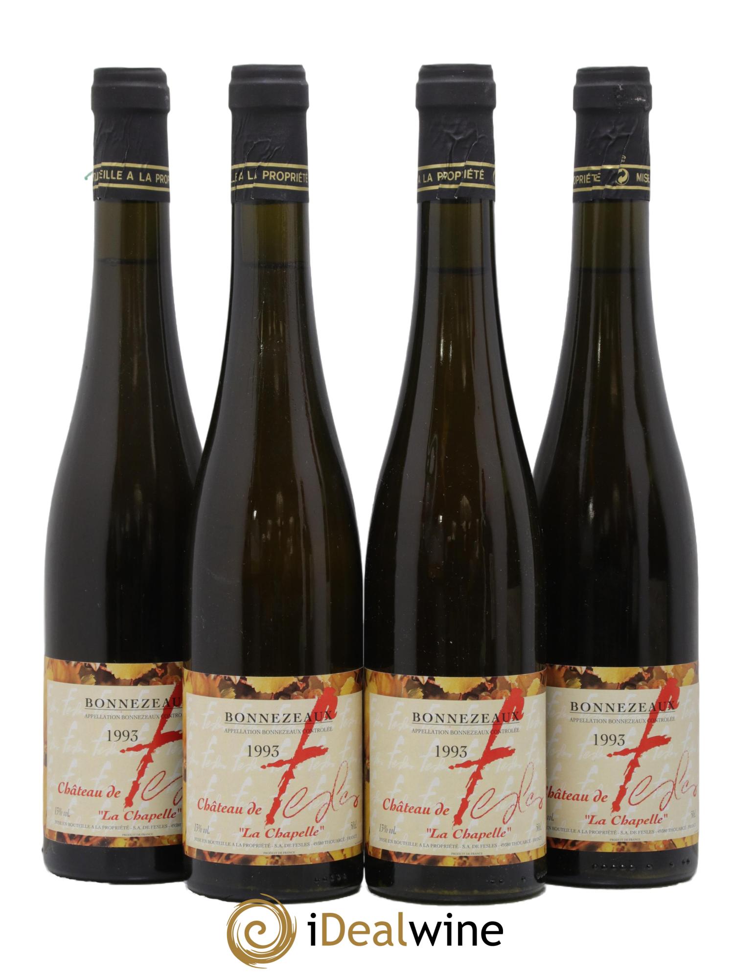 Bonnezeaux La Chapelle Château de Fesles 1993 - Lot de 4 format 50cls - 0