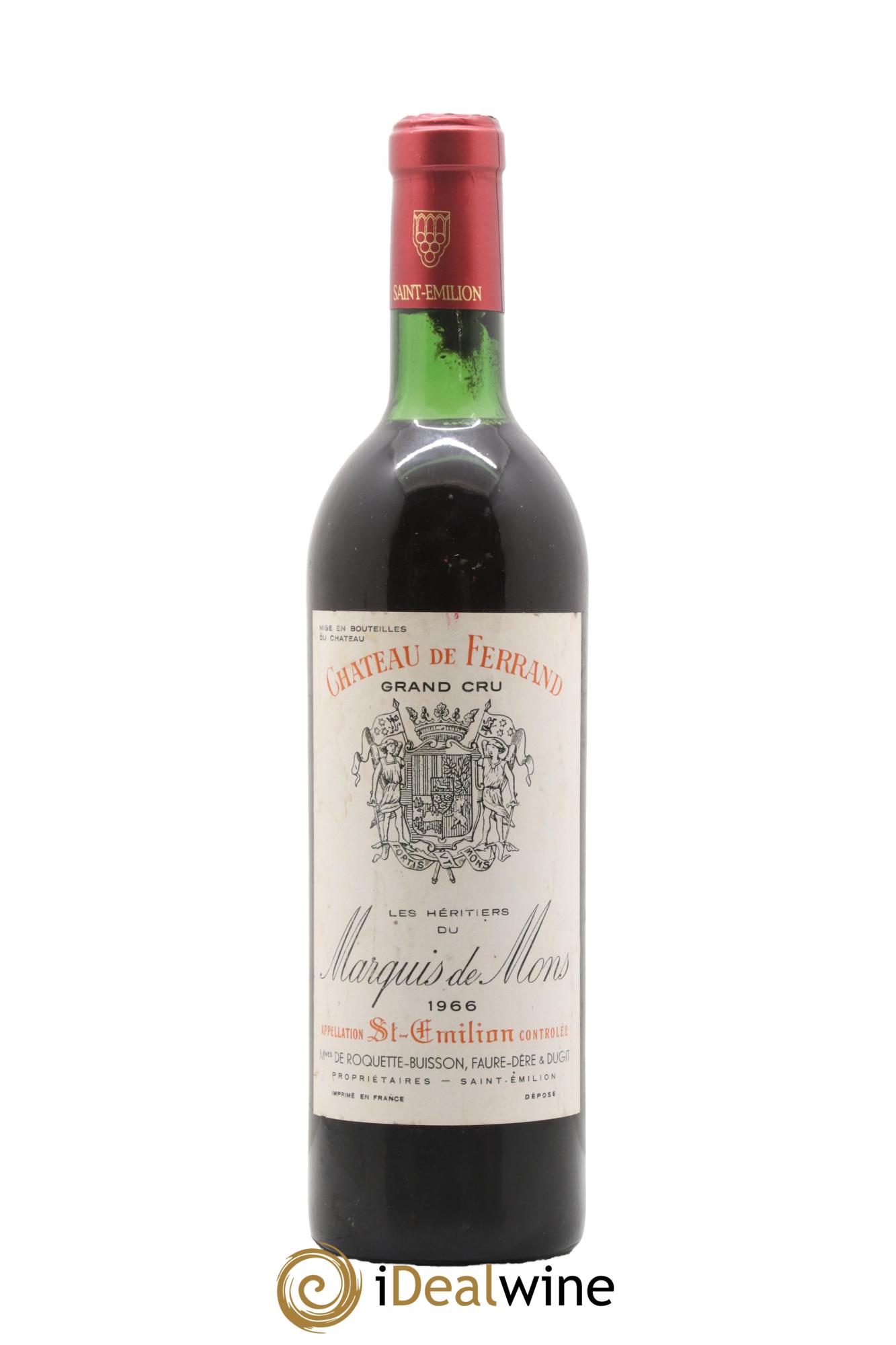 Château de Ferrand Grand Cru Classé 1966 - Posten von 1 Flasche - 0