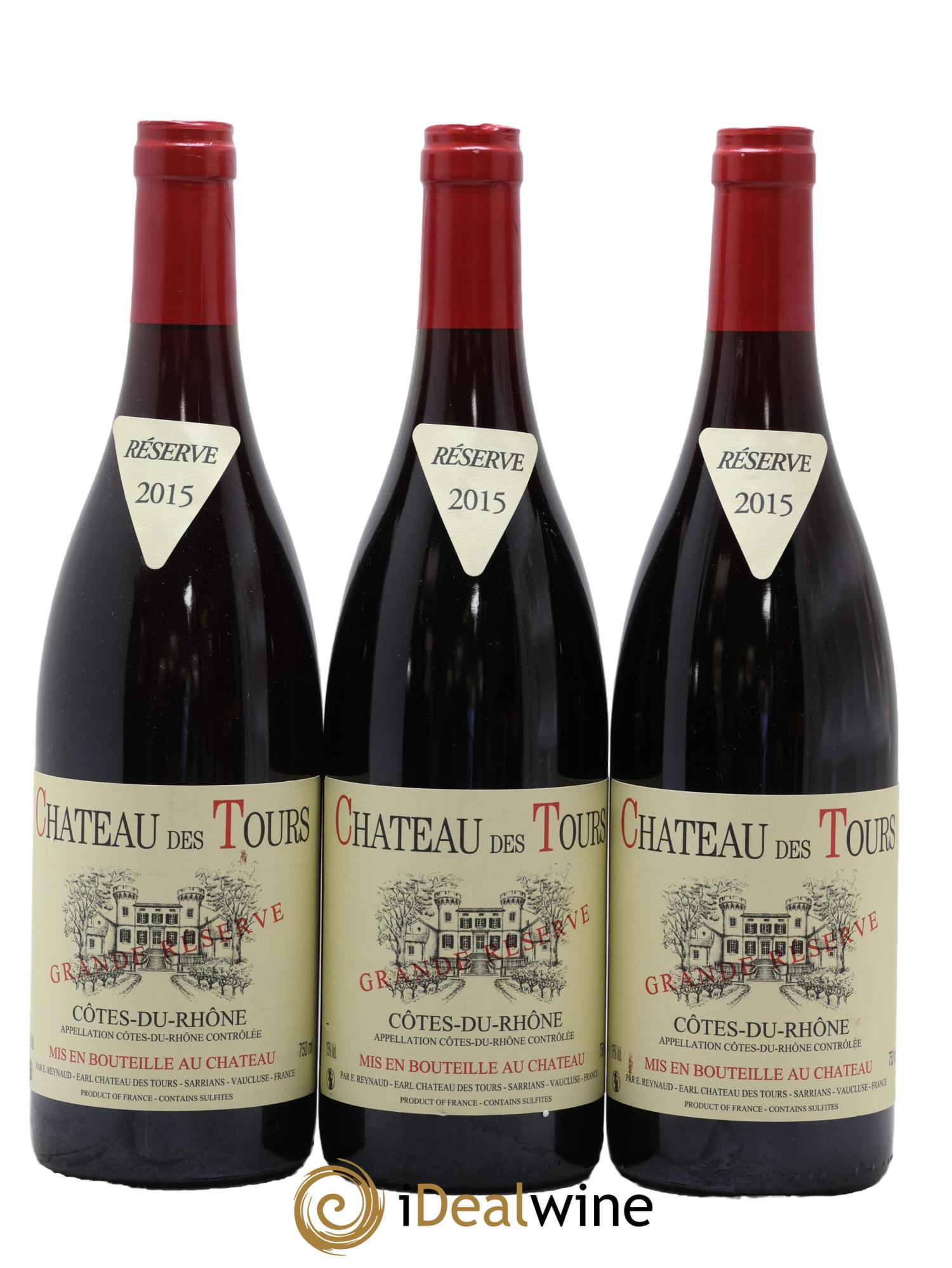 Côtes-du-Rhône Château des Tours Grande Réserve Emmanuel Reynaud 2015 - Lotto di 3 bottiglie - 0