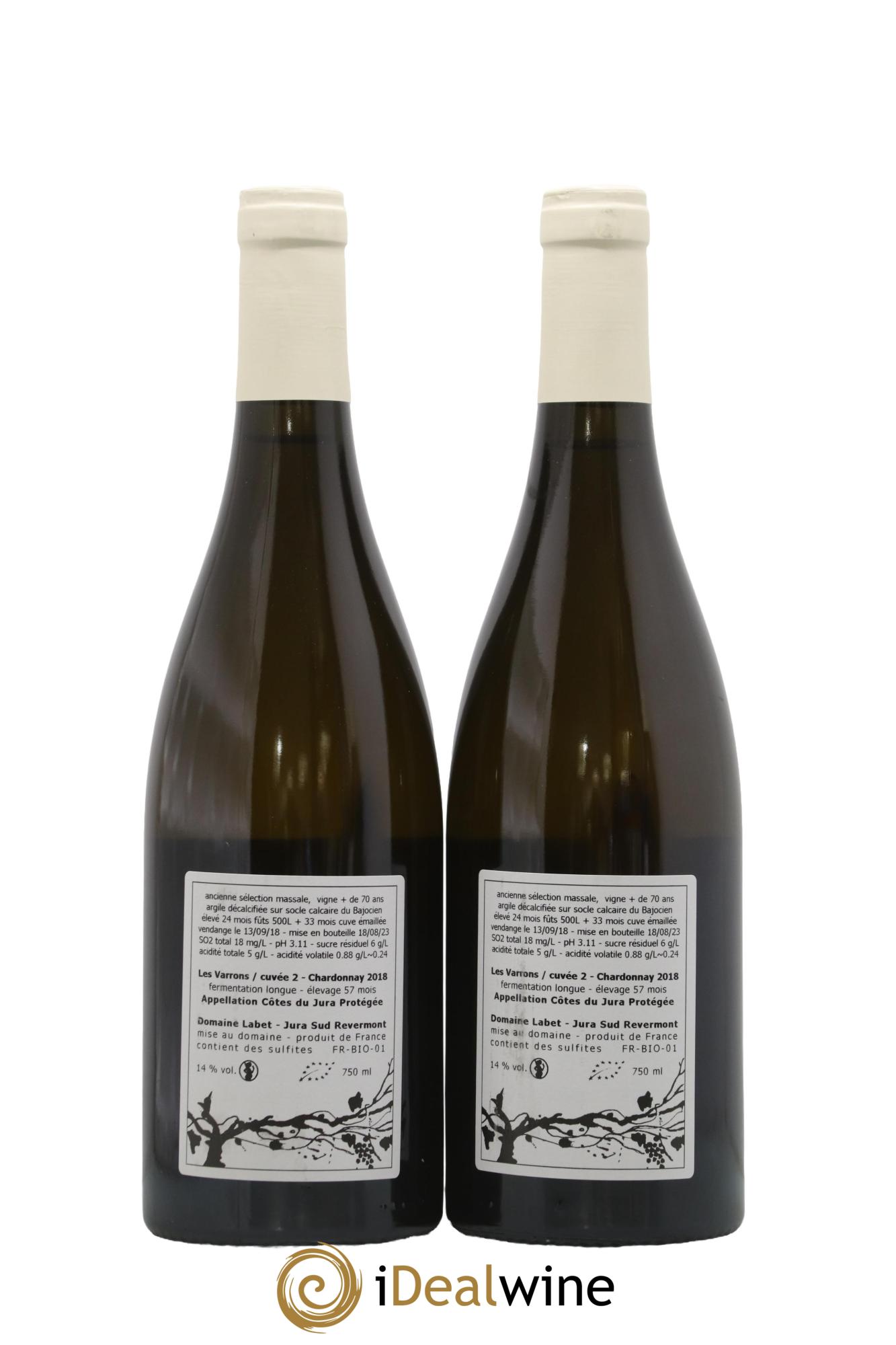Côtes du Jura Les Varrons / Cuvée 2 - Elevage 57 mois Labet (Domaine) 2018 - Lot of 2 bottles - 1