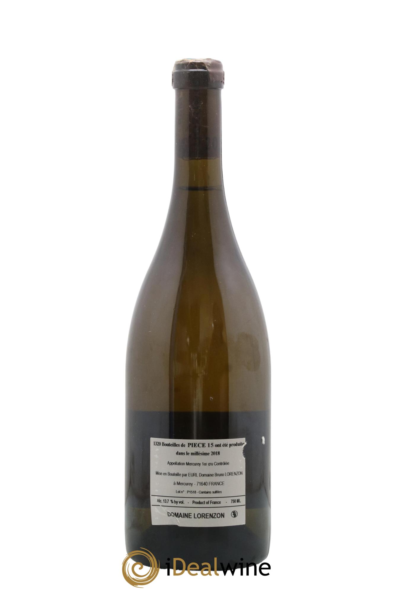Mercurey 1er Cru Pièce 15 Bruno Lorenzon 2018 - Lot de 1 bouteille - 1