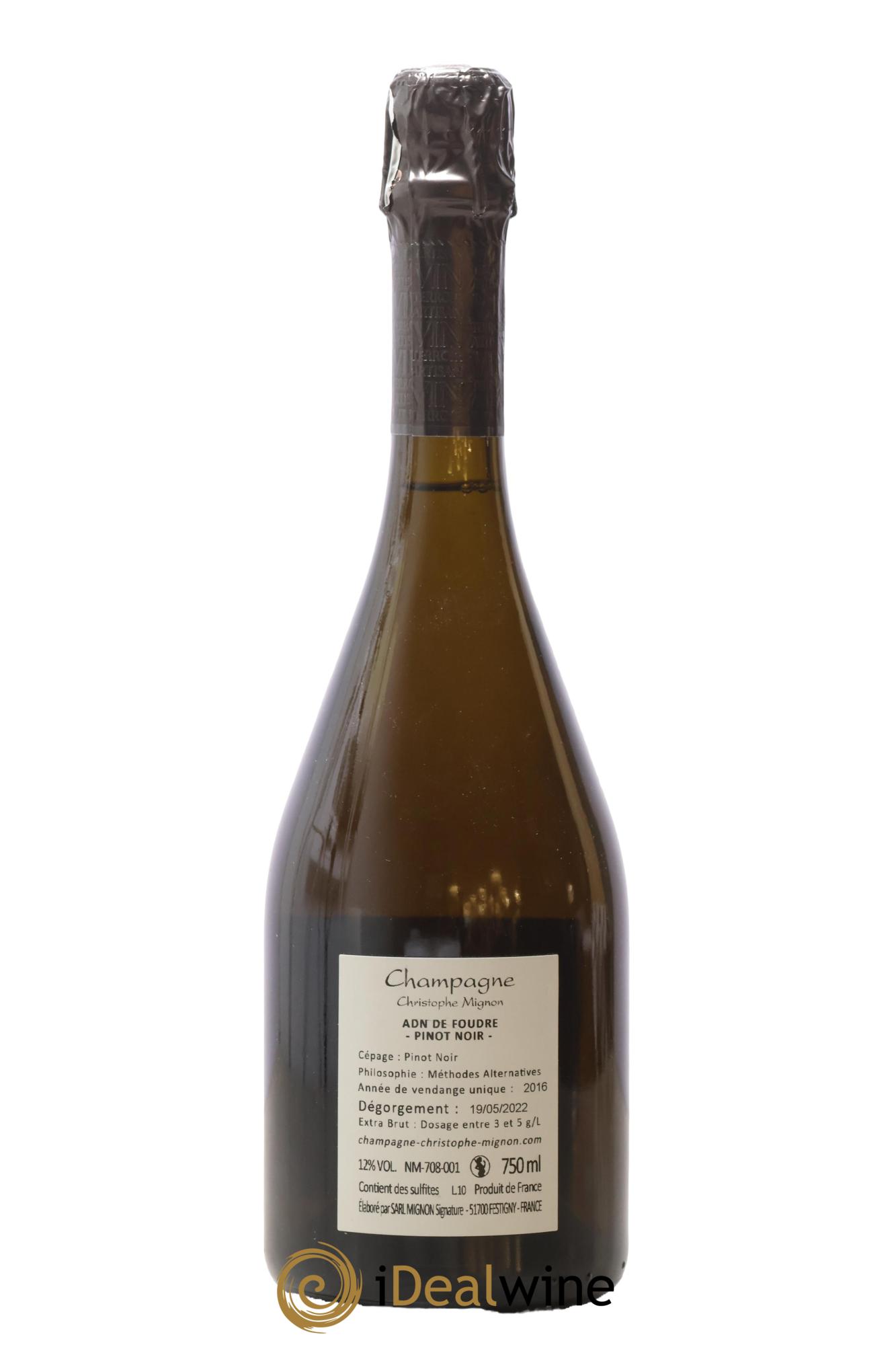 Champagne ADN De Foudre Pinot Noir Christophe Mignon 2016 - Lot de 1 bouteille - 1