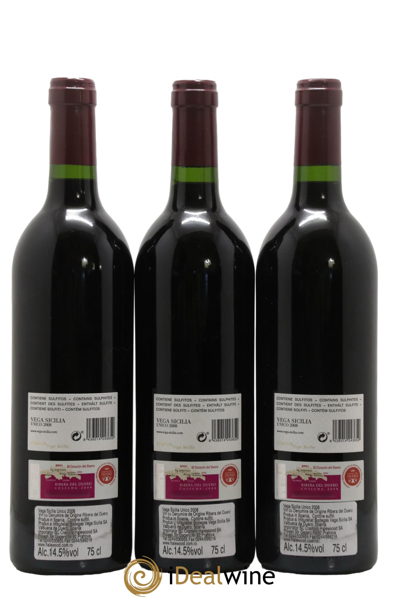 Ribera Del Duero DO Vega Sicilia Unico Famille Alvarez 2008 - Lot of 3 bottles - 1