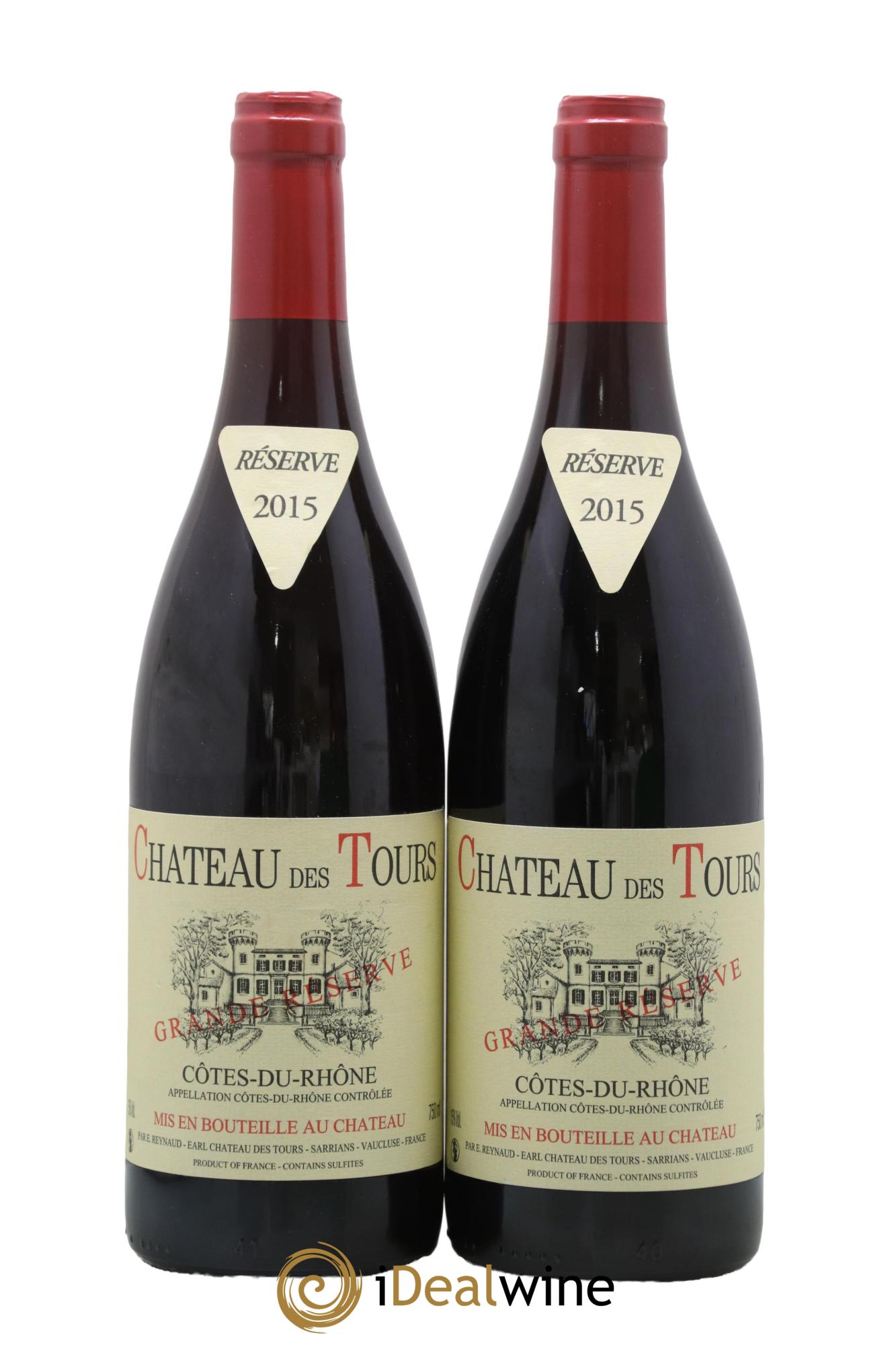 Côtes-du-Rhône Château des Tours Grande Réserve Emmanuel Reynaud 2015 - Lot of 2 bottles - 0