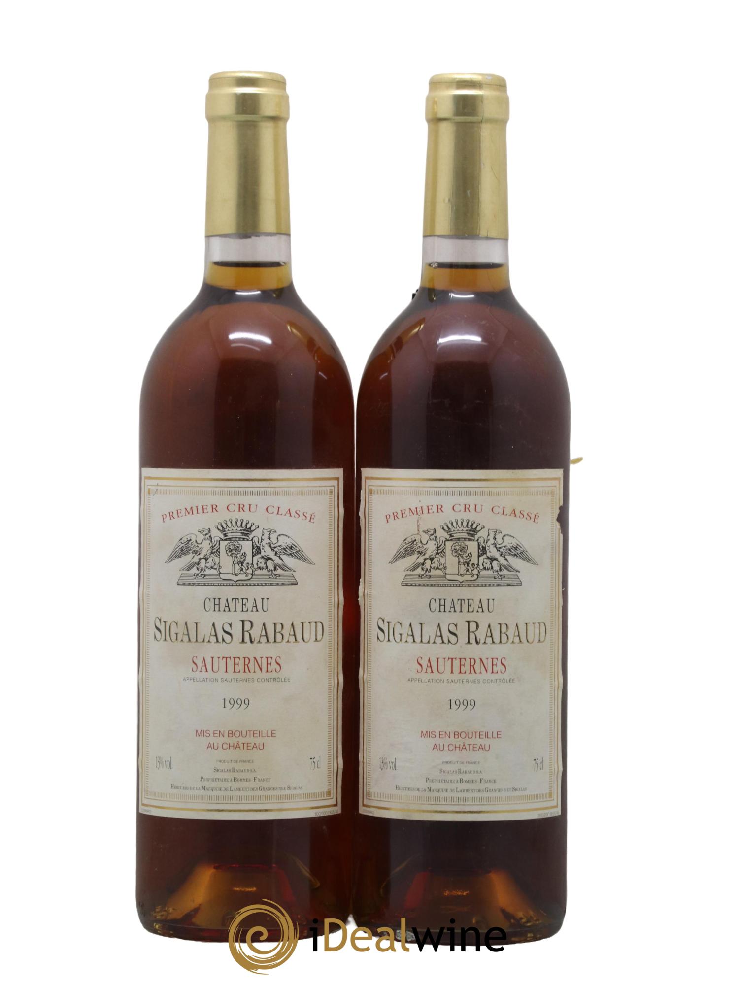 Château Sigalas Rabaud 1er Grand Cru Classé 1999 - Lotto di 2 bottiglie - 0