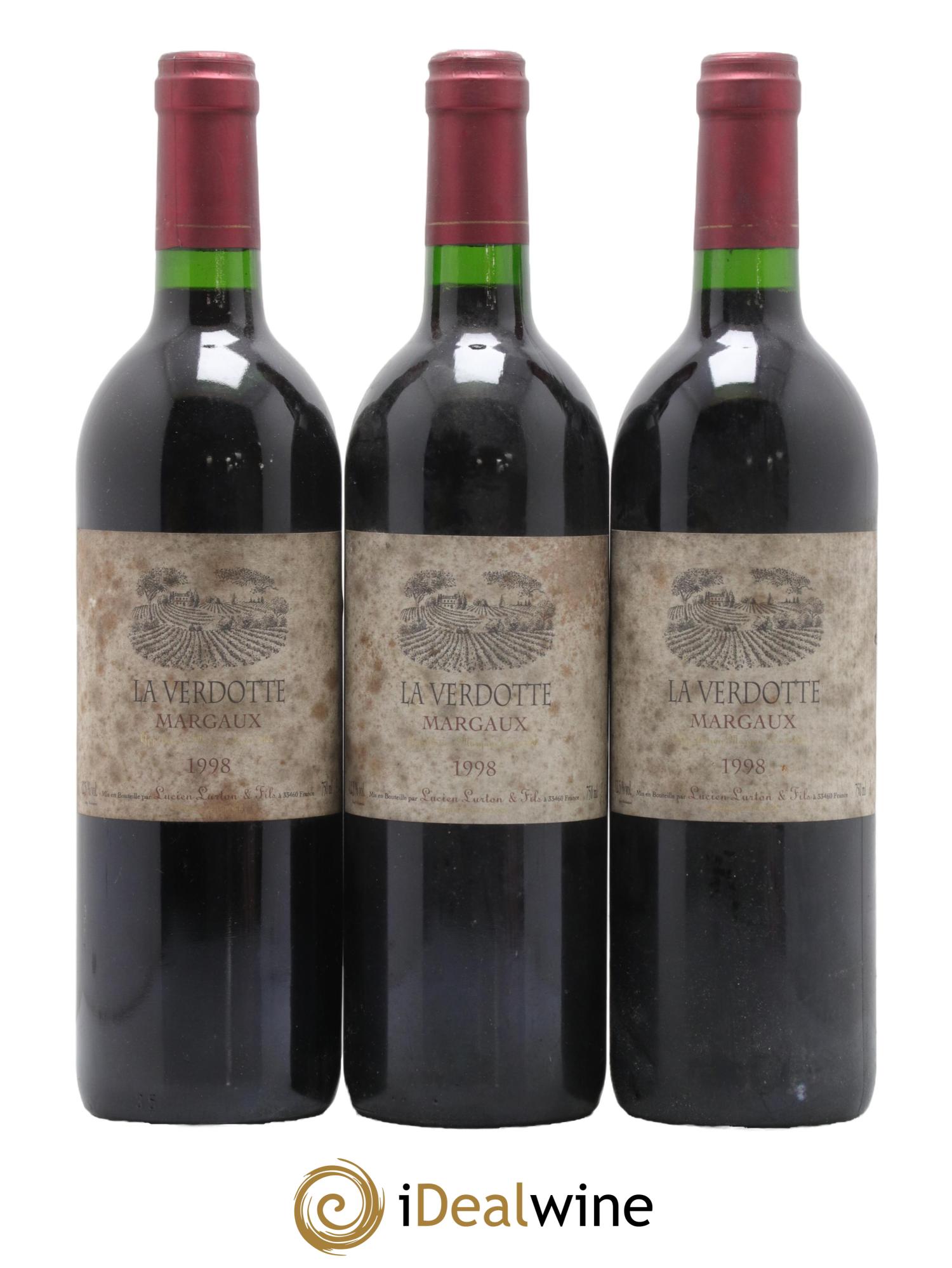Bordeaux Margaux La Verdotte Domaine Lucien Lurton et Fils 1998 - Lot de 3 bouteilles - 0
