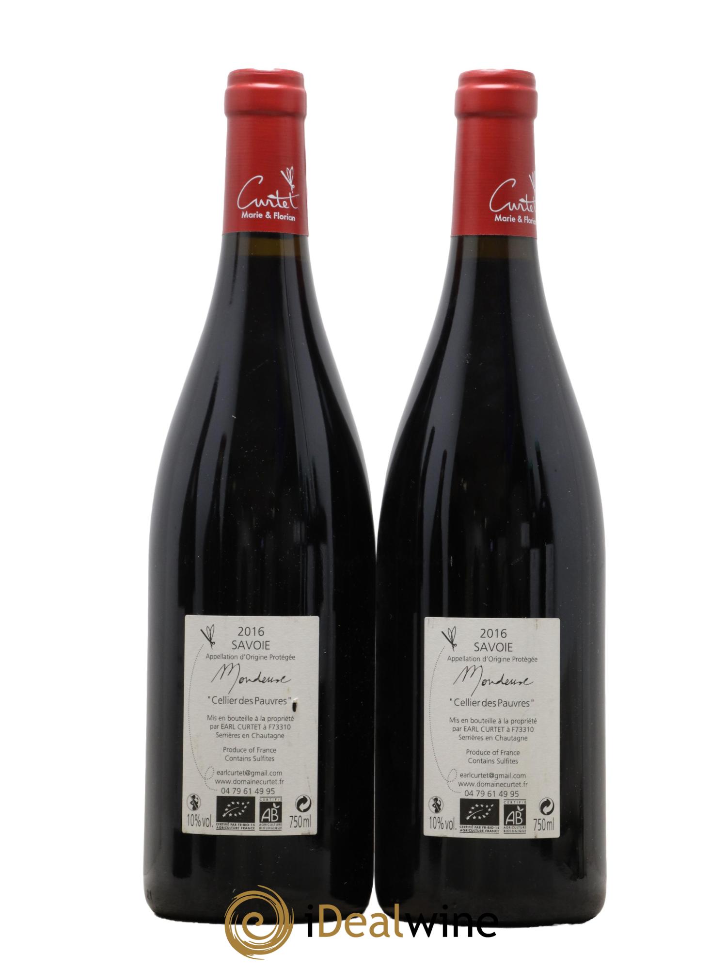 Vin de Savoie Mondeuse Cellier des Pauvres Curtet 2016 - Lot of 2 bottles - 1