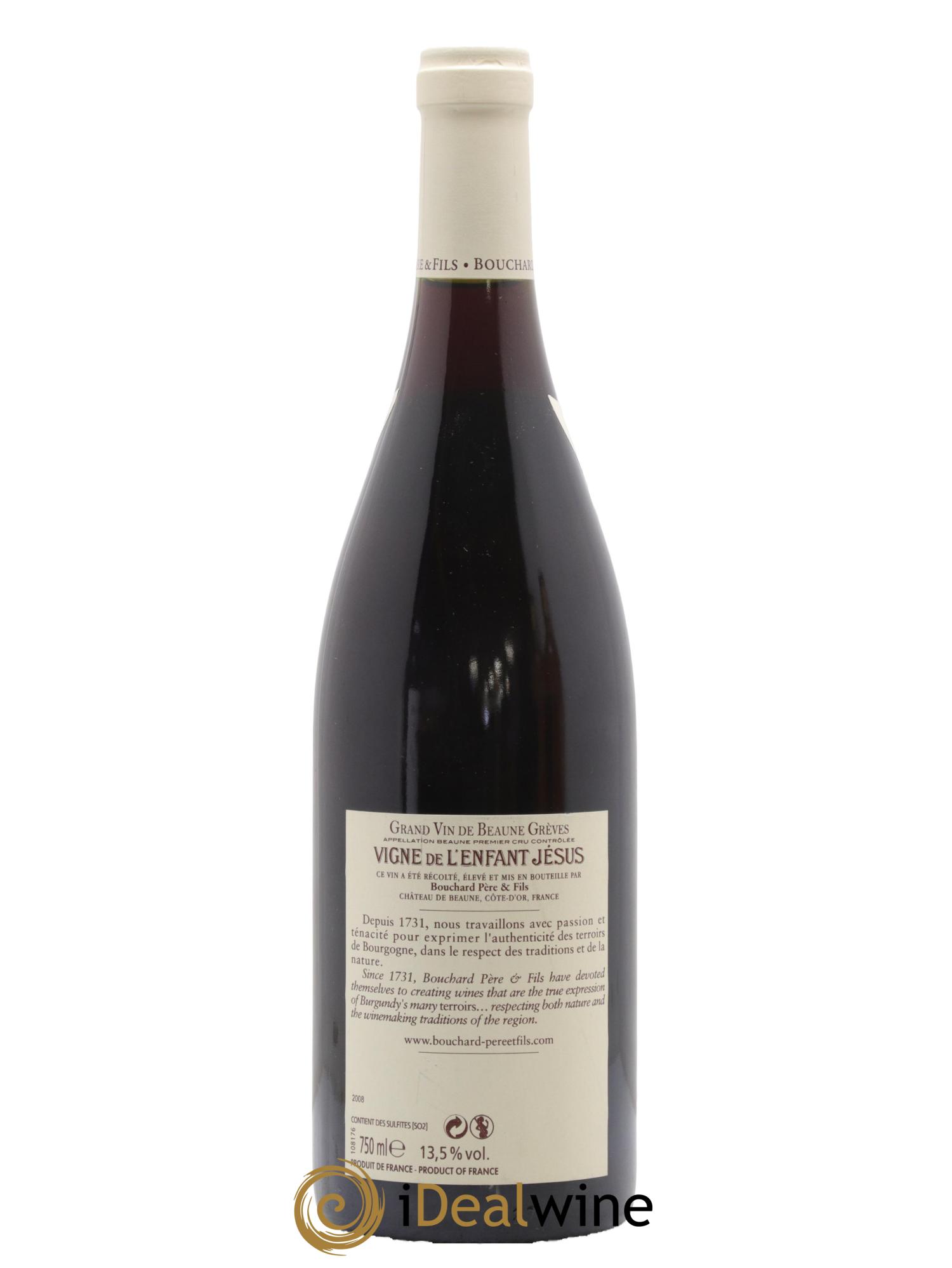Beaune 1er Cru Grèves - Vigne de l'Enfant Jésus Bouchard Père & Fils 2008 - Lot of 1 bottle - 1