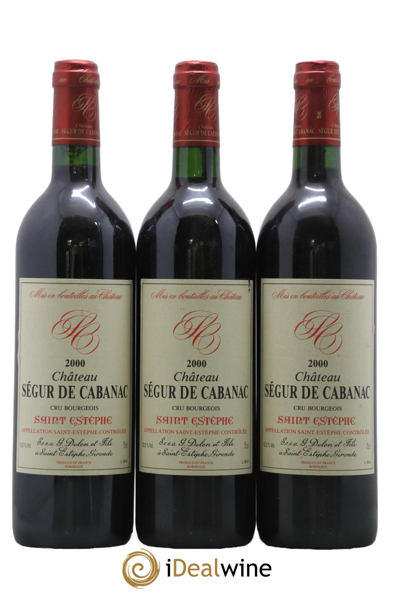 Château Ségur de Cabanac Cru Bourgeois 2000 - Lot of 3 bottles - 0