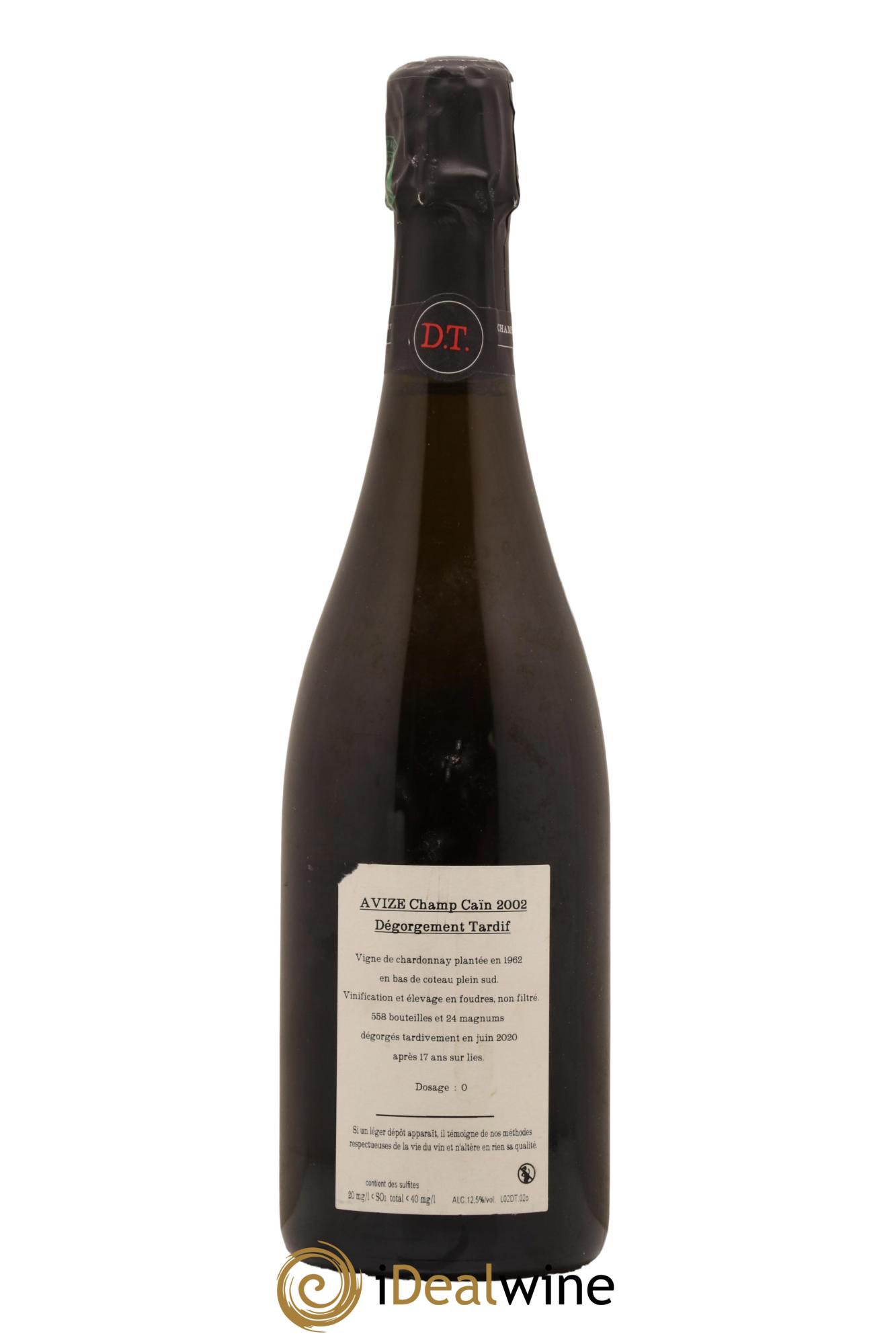 Champagne Avize Champ Caïn Extra Brut Degorgement Tardif Jacquesson 2002 - Lot de 1 bouteille - 1
