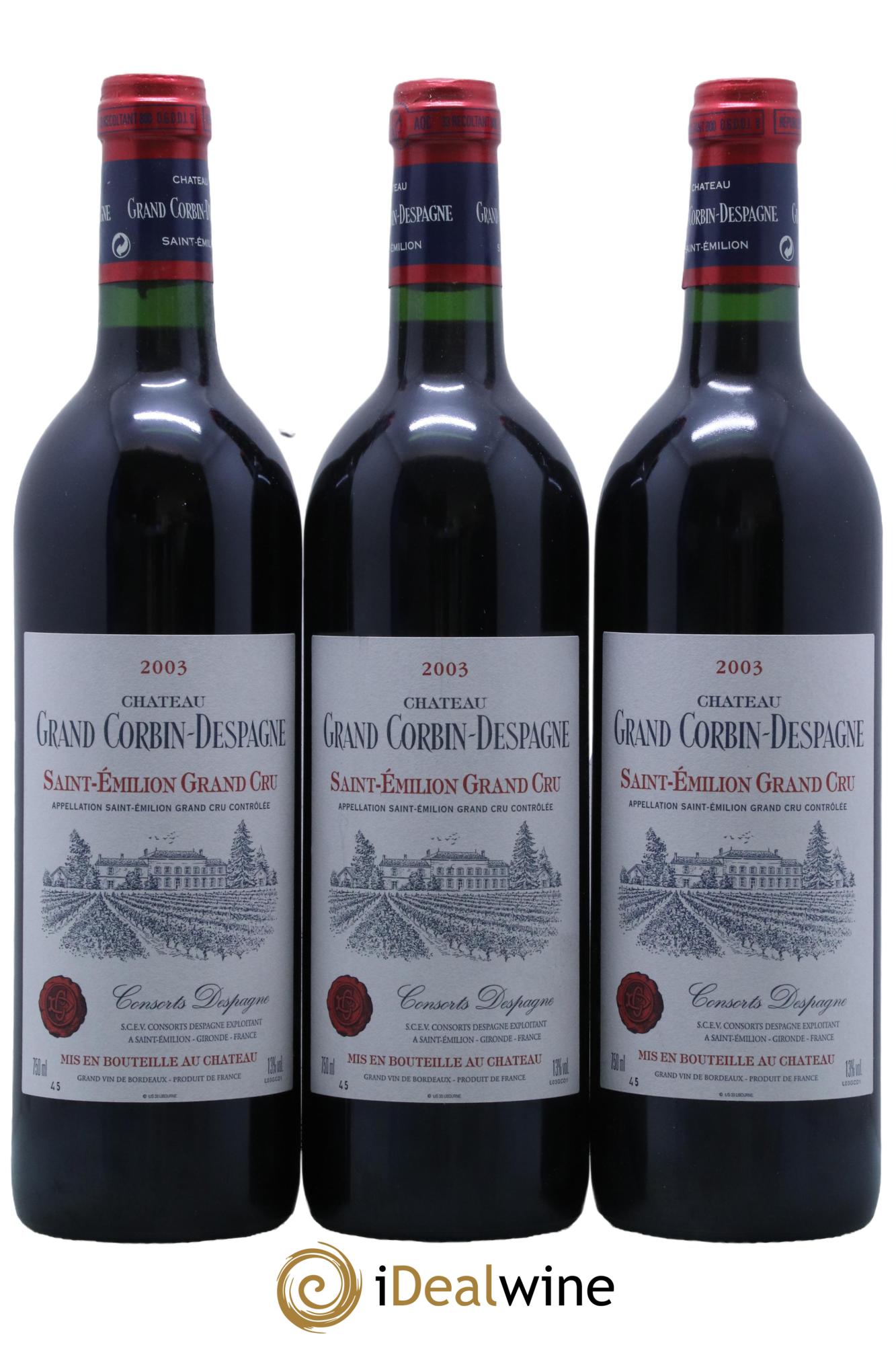 Château Grand Corbin Despagne Grand Cru Classé 2003 - Lot de 12 bouteilles - 1