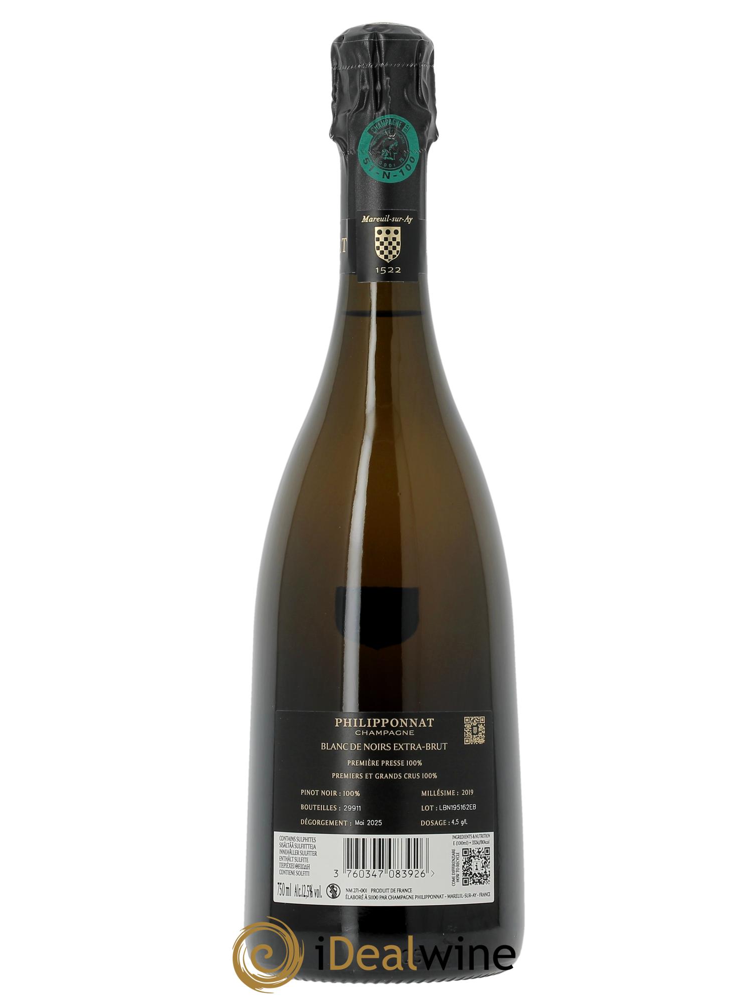 Blanc de Noirs Extra-Brut Philipponnat  2019 - Posten von 1 Flasche - 2