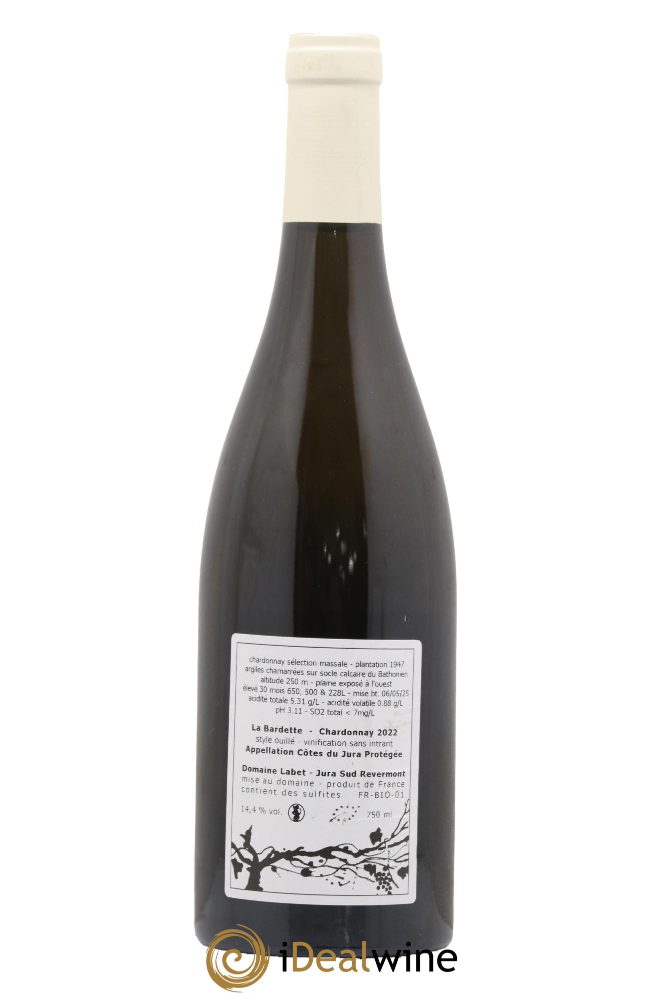 Côtes du Jura Chardonnay La Bardette Romain - Julien - Charline Labet 2022 - Posten von 1 Flasche - 1