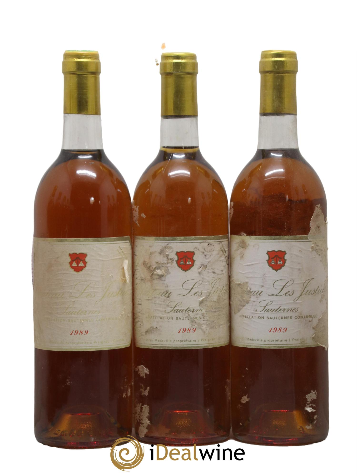 Sauternes Les Justices Domaine Medeville 1989 - Lotto di 12 bottiglie - 2