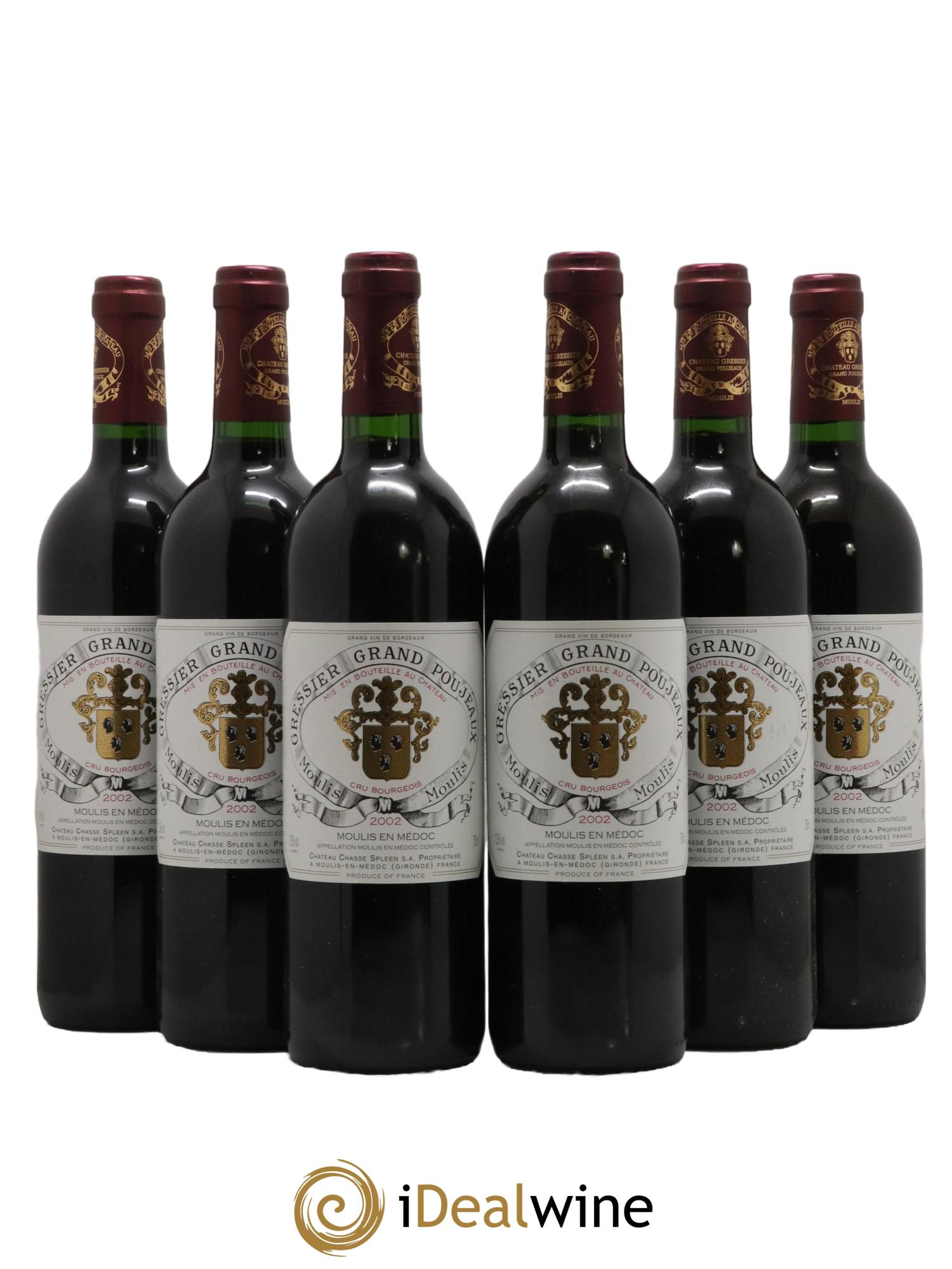 Château Gressier Grand Poujeaux Cru Bourgeois 2002 - Lot de 6 bouteilles - 0
