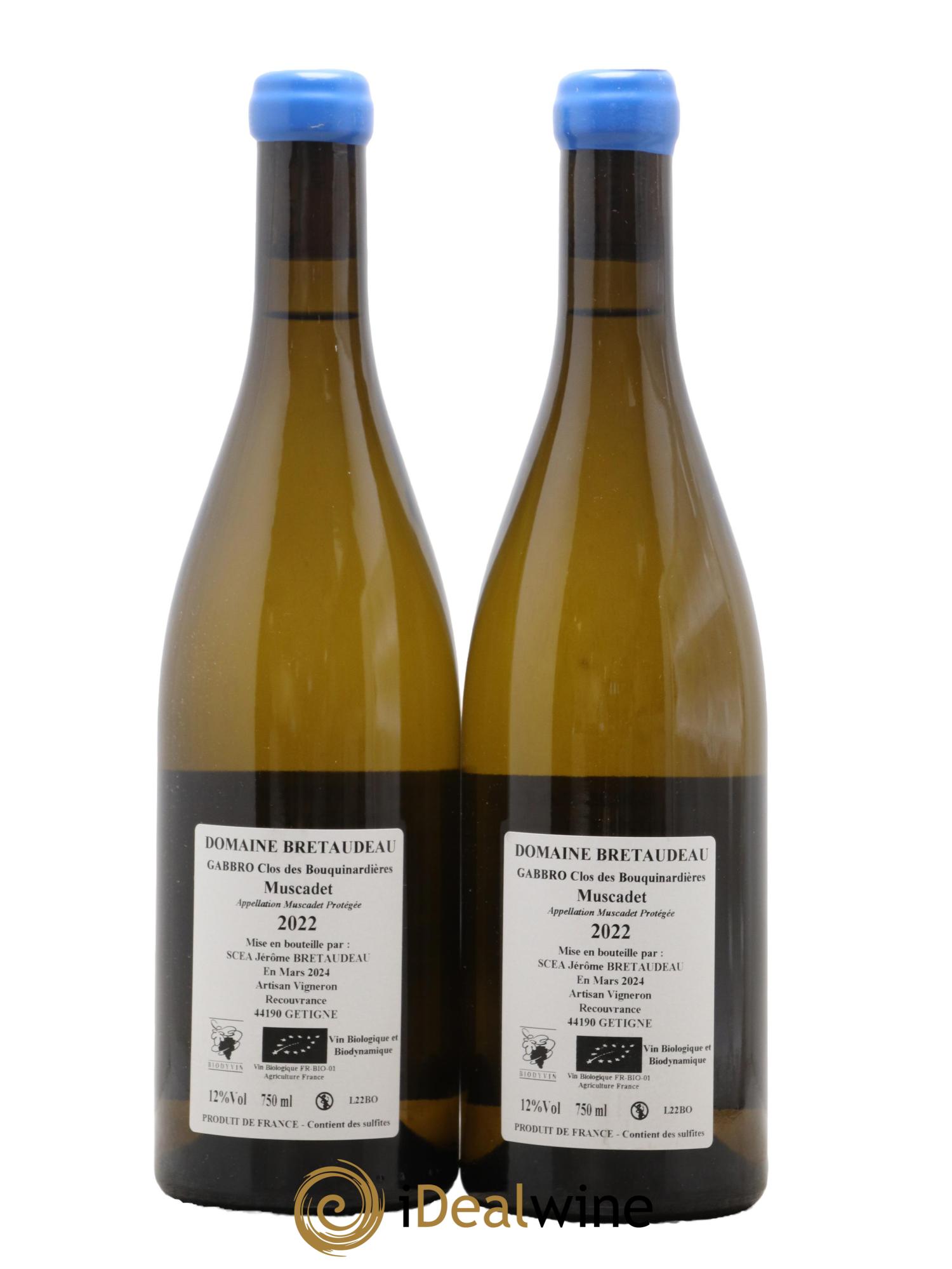 Muscadet-Sèvre-et-Maine Gabbro Clos des Bouquinardières Jérôme Bretaudeau - Domaine de Bellevue 2022 - Lotto di 2 bottiglie - 1