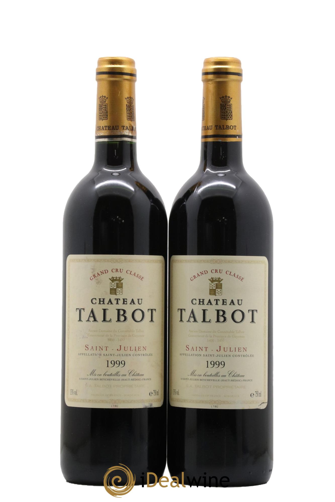 Château Talbot 4ème Grand Cru Classé 1999 - Lot de 2 bouteilles - 0